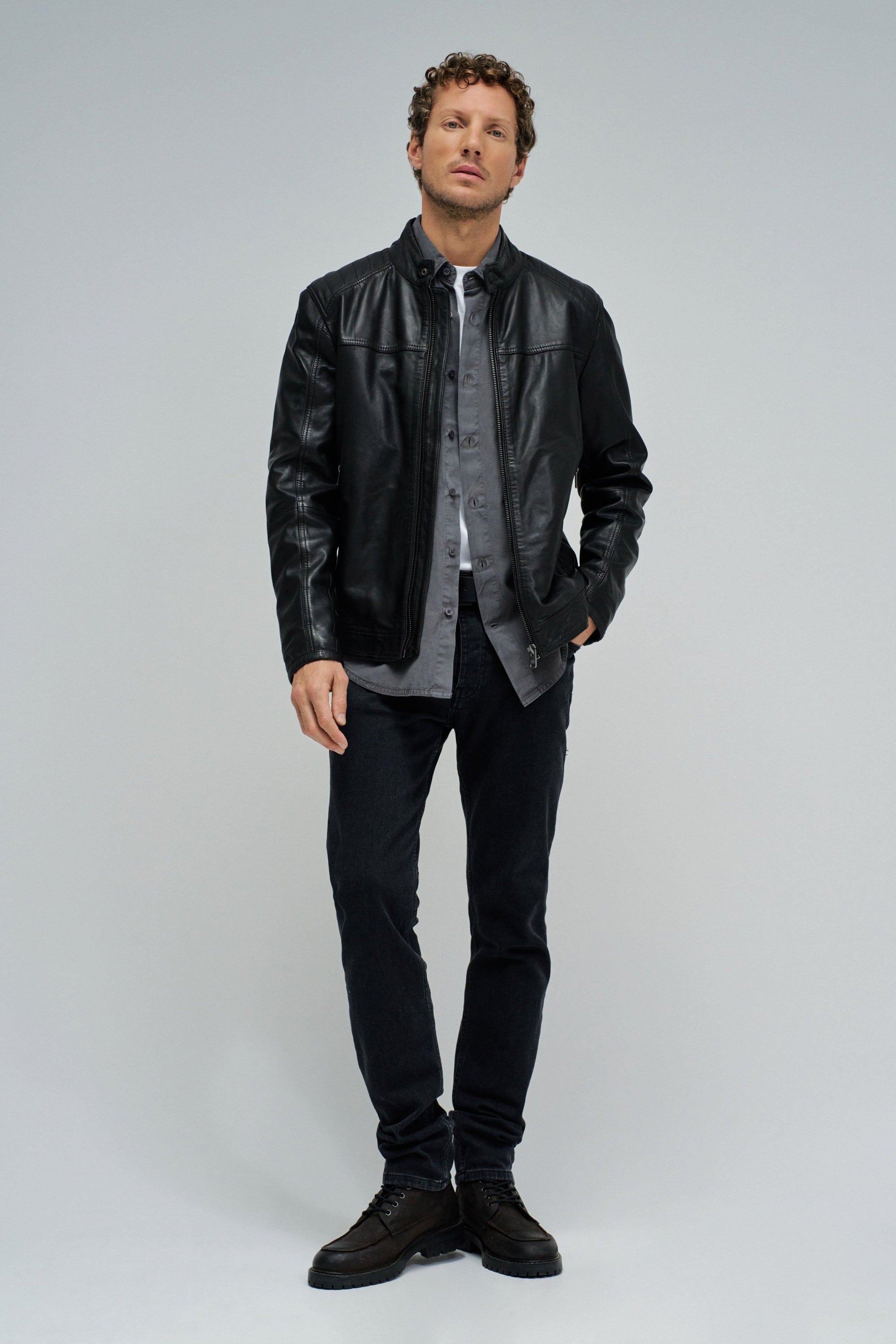 Faux Leather Bikerjacke in Black Jacken Salsa Jeans