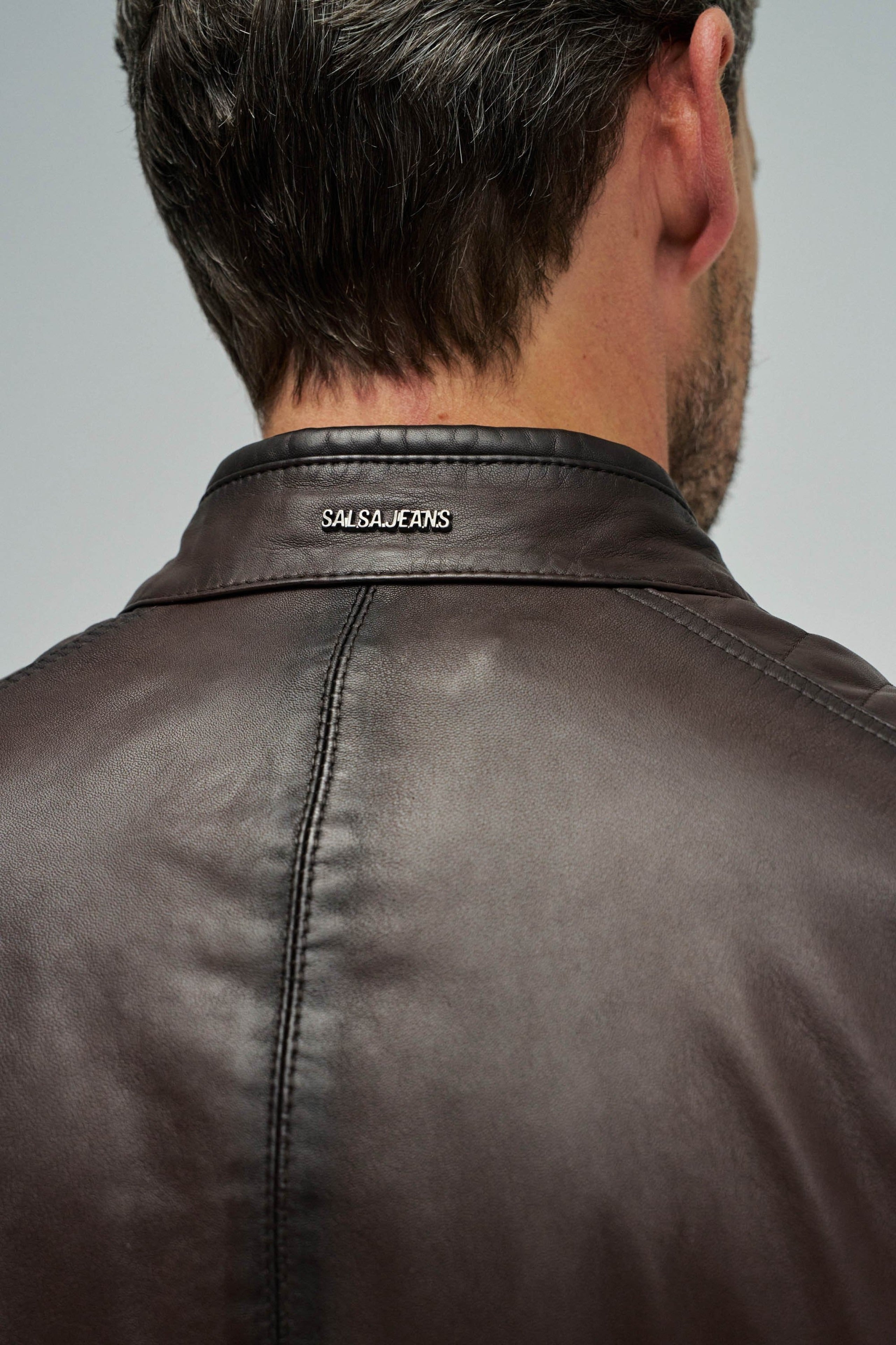 Faux Leather Bikerjacke in Dark Brown Jacken Salsa Jeans