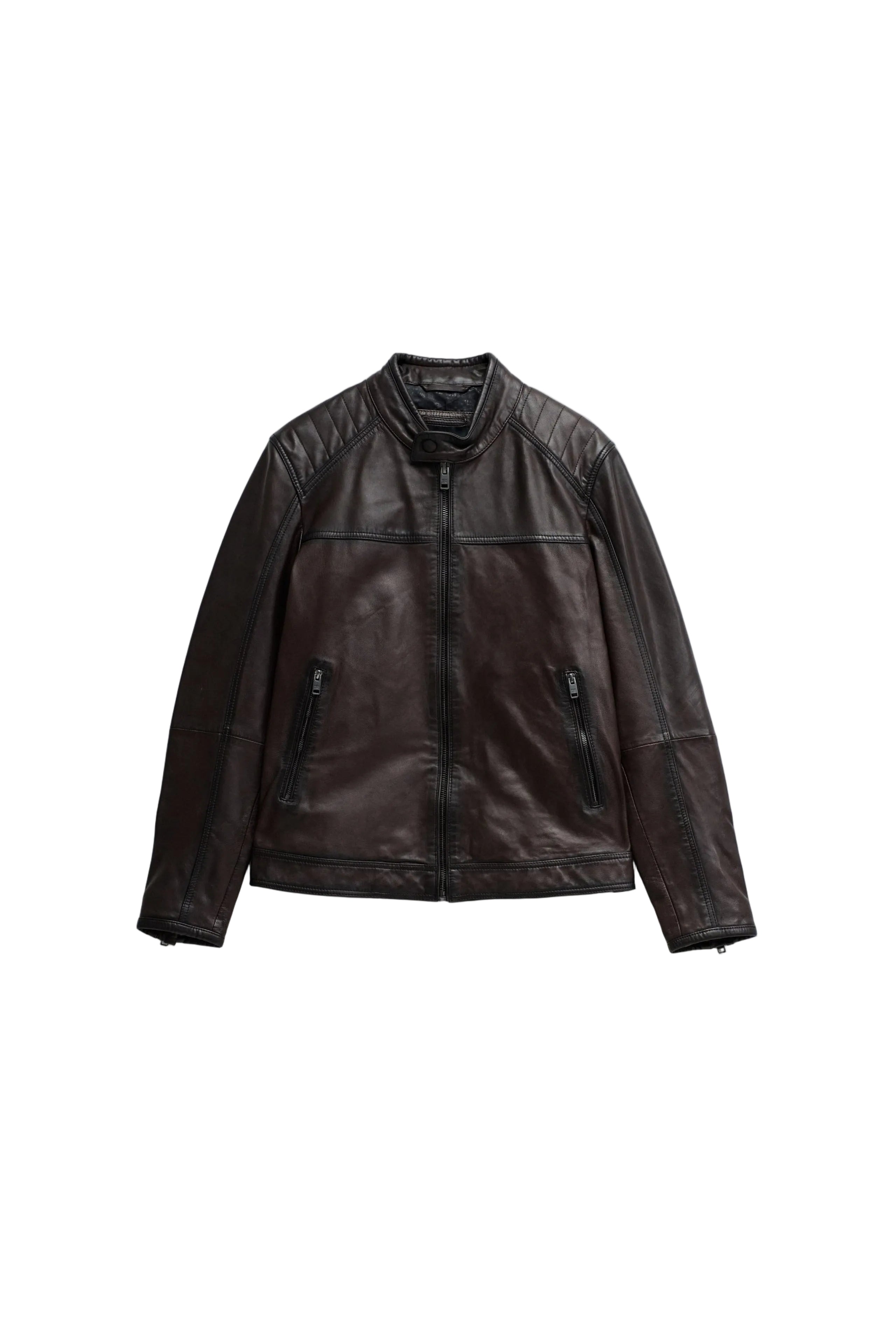 Faux Leather Bikerjacke in Dark Brown Jacken Salsa Jeans