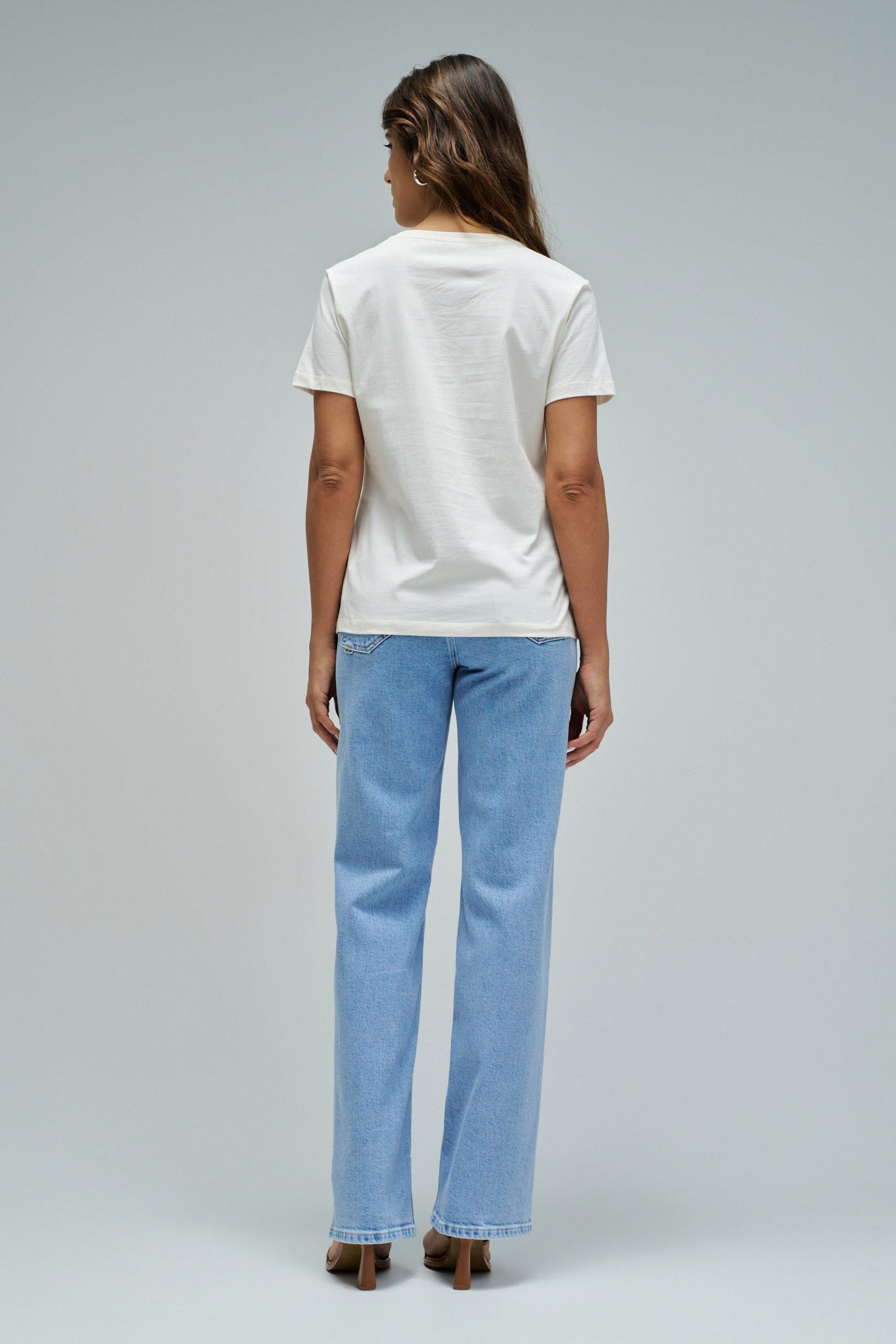 Flower Print T-Shirt in Light Pearl V2 T-Shirts Salsa Jeans