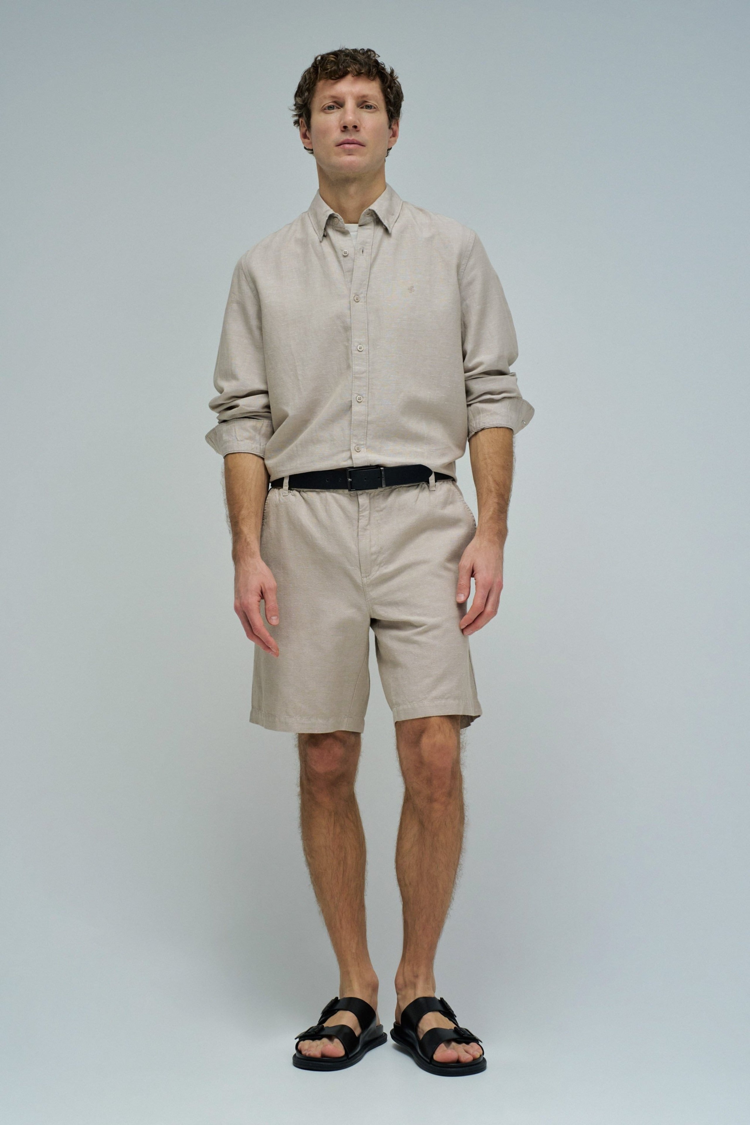 Cotton Linen Shorts in Medium Beige V2 Shorts Salsa Jeans
