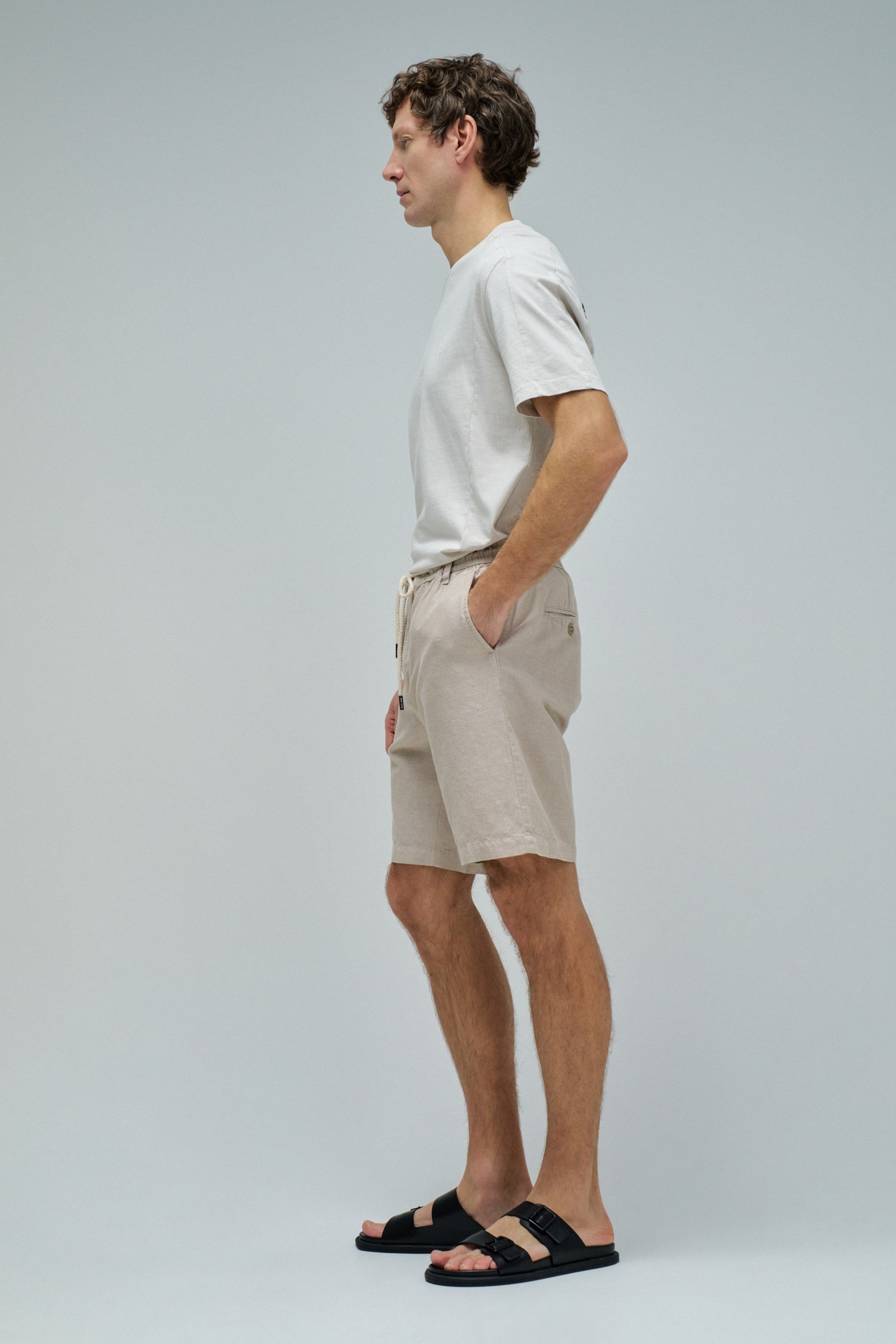 Cotton Linen Shorts in Medium Beige V2 Shorts Salsa Jeans