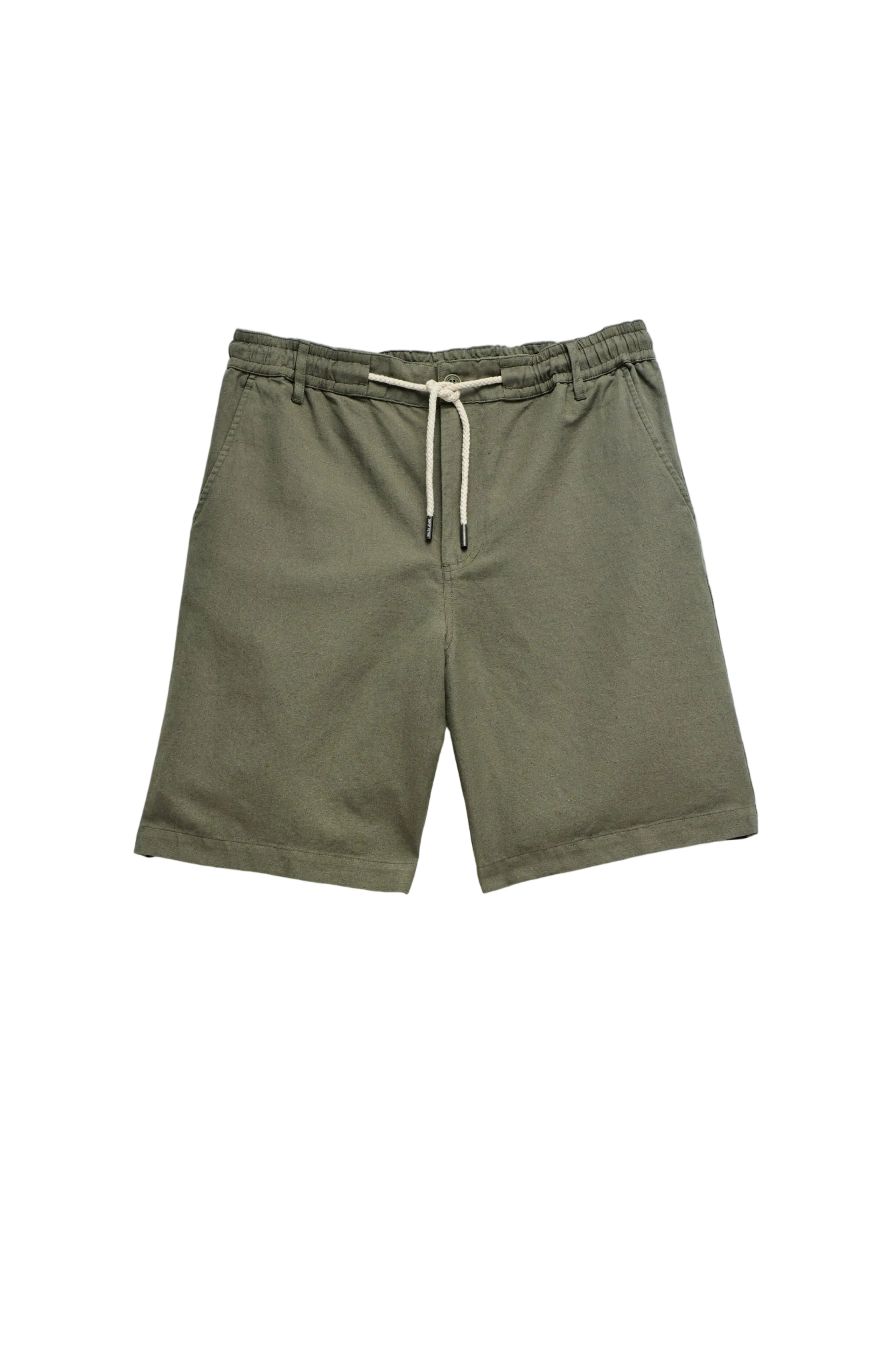 Cotton Linen Shorts in Dark Green V1 Shorts Salsa Jeans