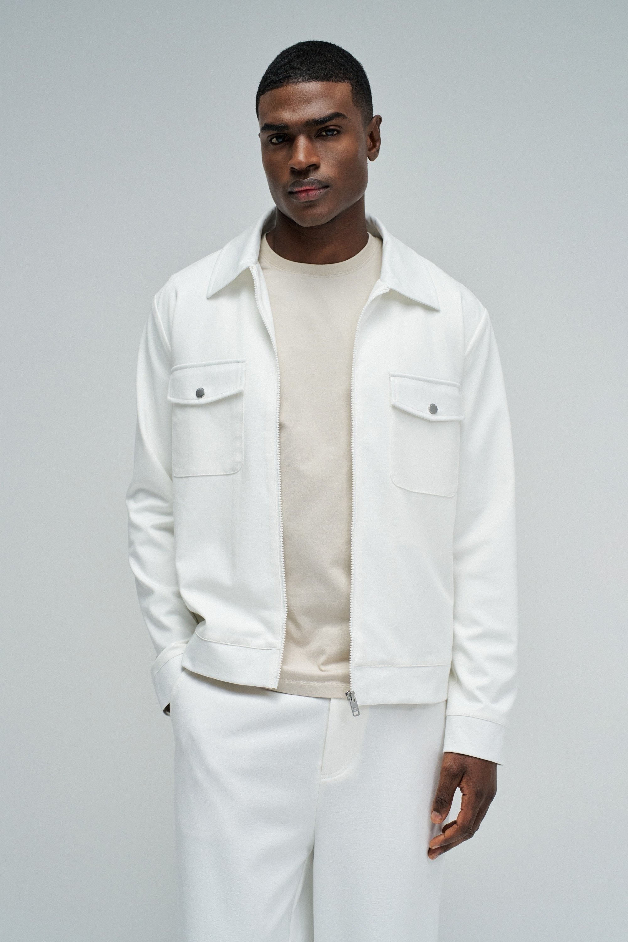 Set overshirt interlock in Light Pearl V2