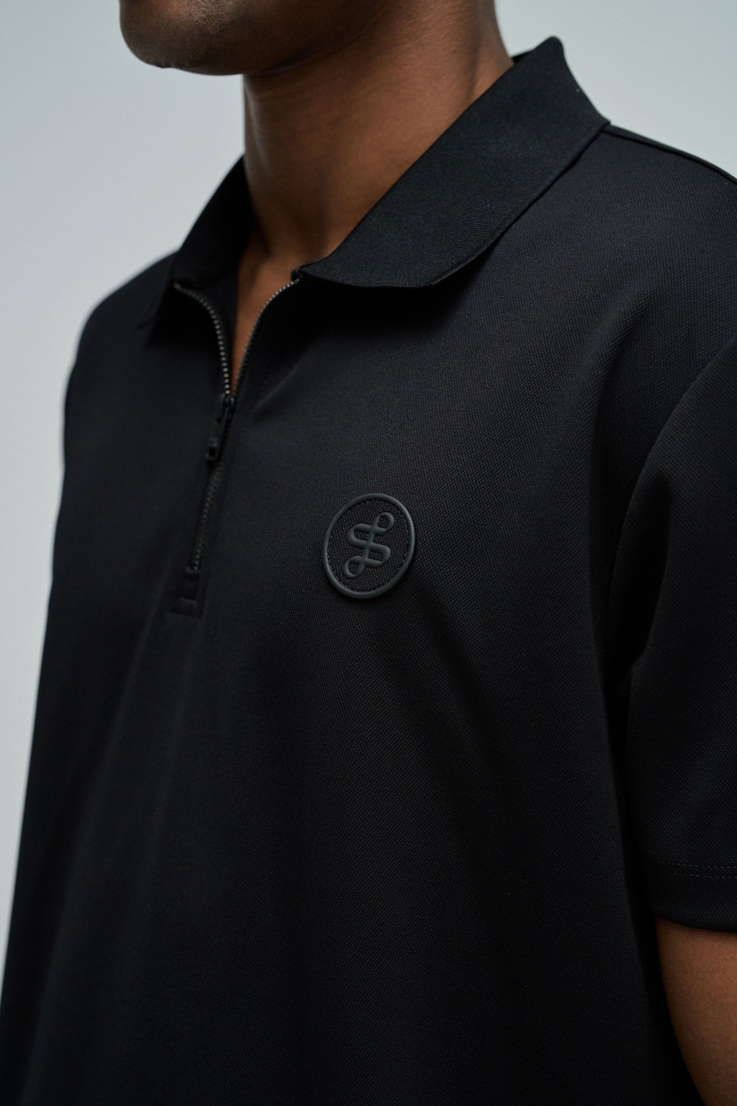 Polo Pique Structure And Zip in Black T-Shirts Salsa Jeans