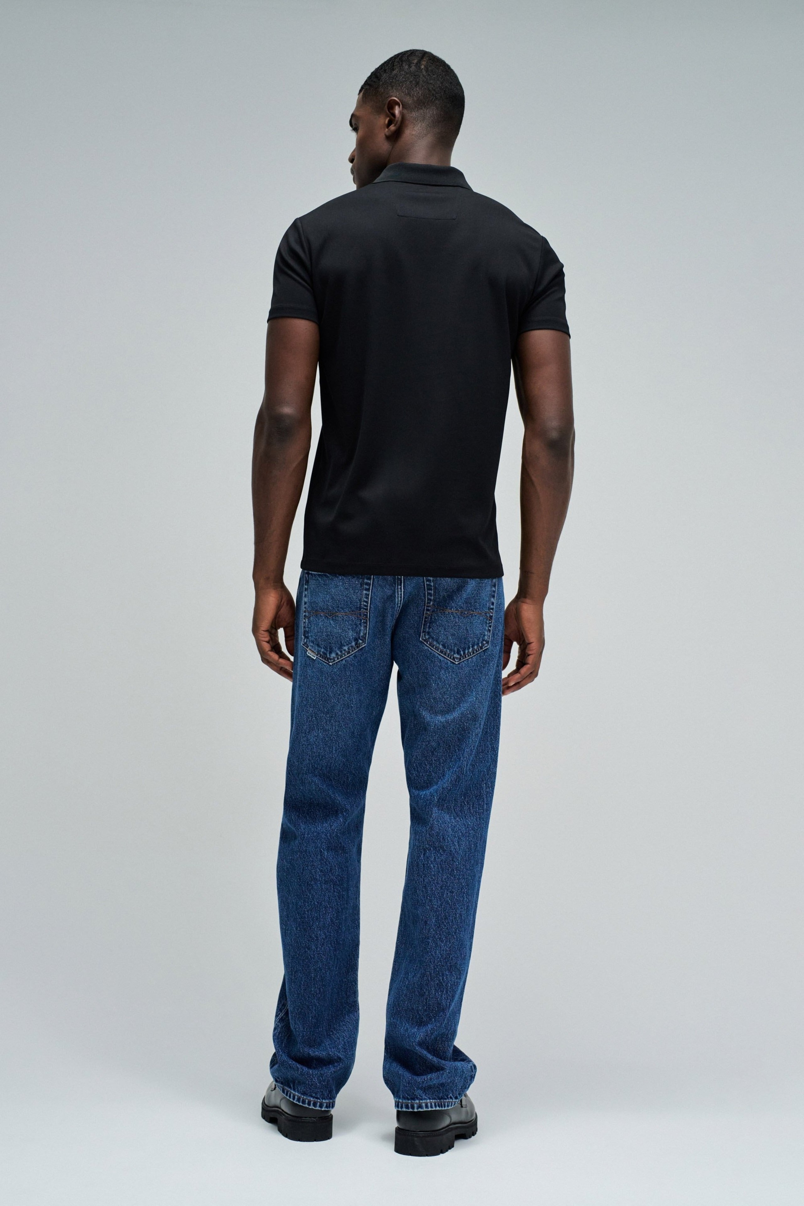 Polo Pique Structure And Zip in Black T-Shirts Salsa Jeans