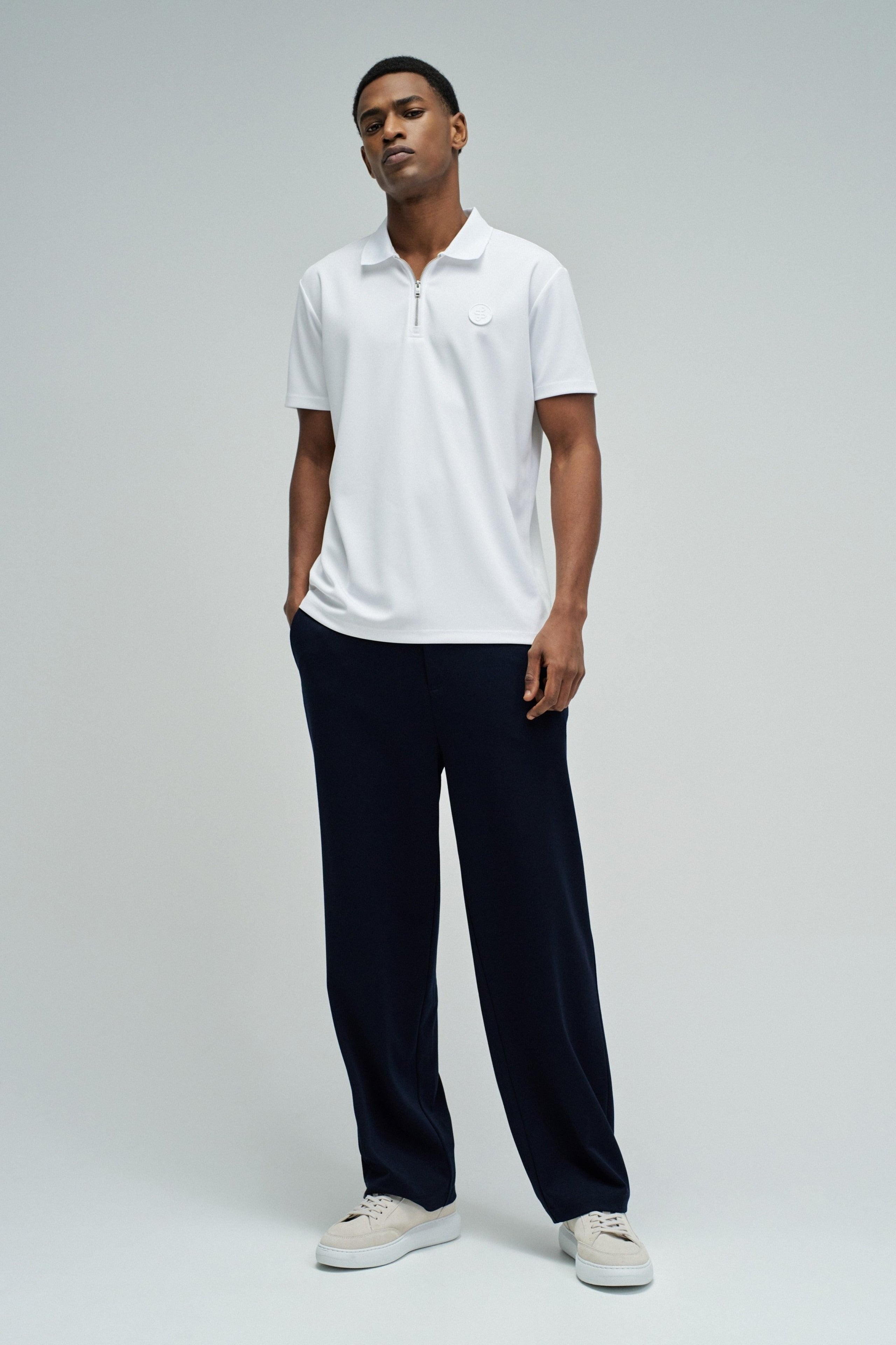 Polo Pique Structure And Zip in White T-Shirts Salsa Jeans