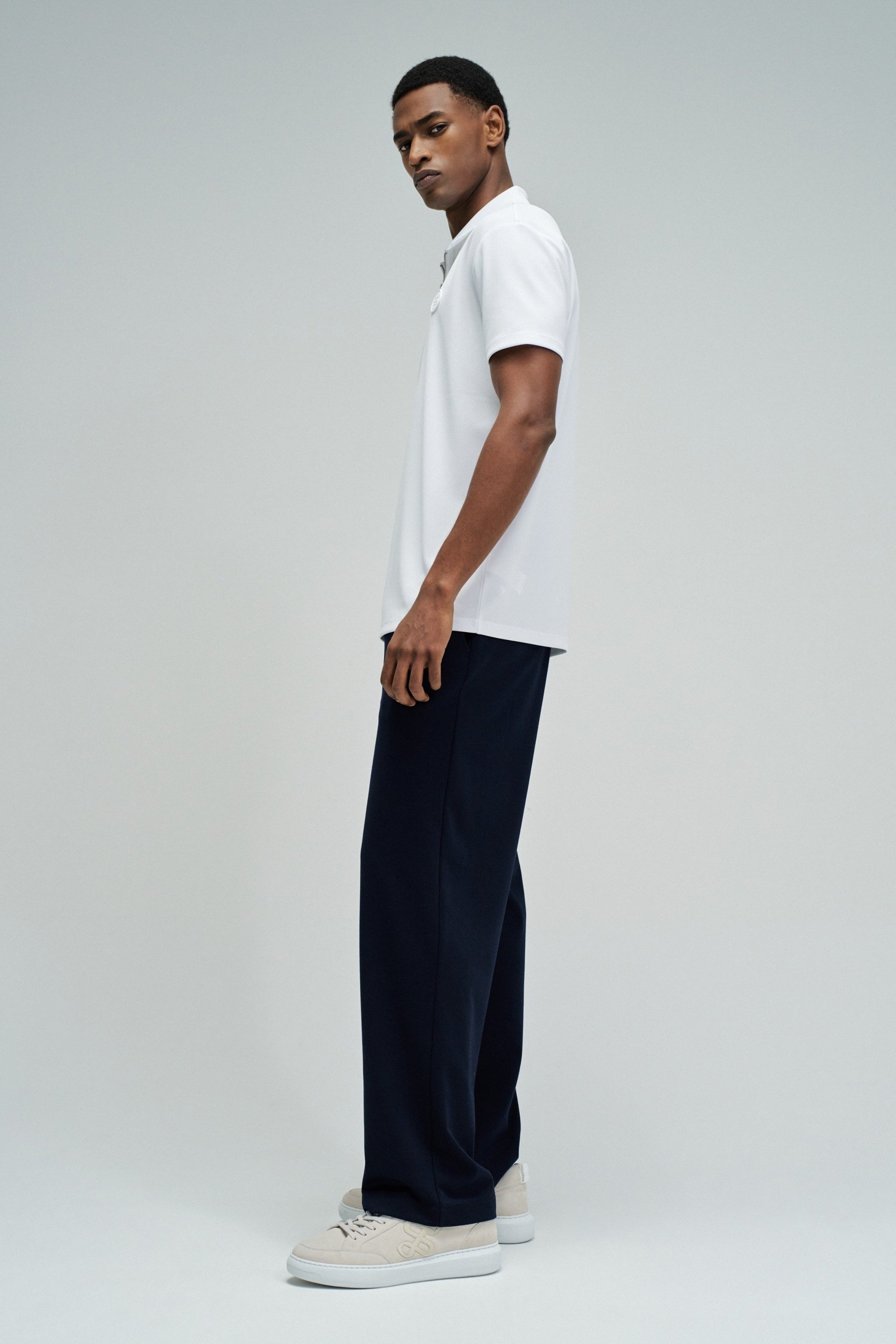 Polo Pique Structure And Zip in White T-Shirts Salsa Jeans