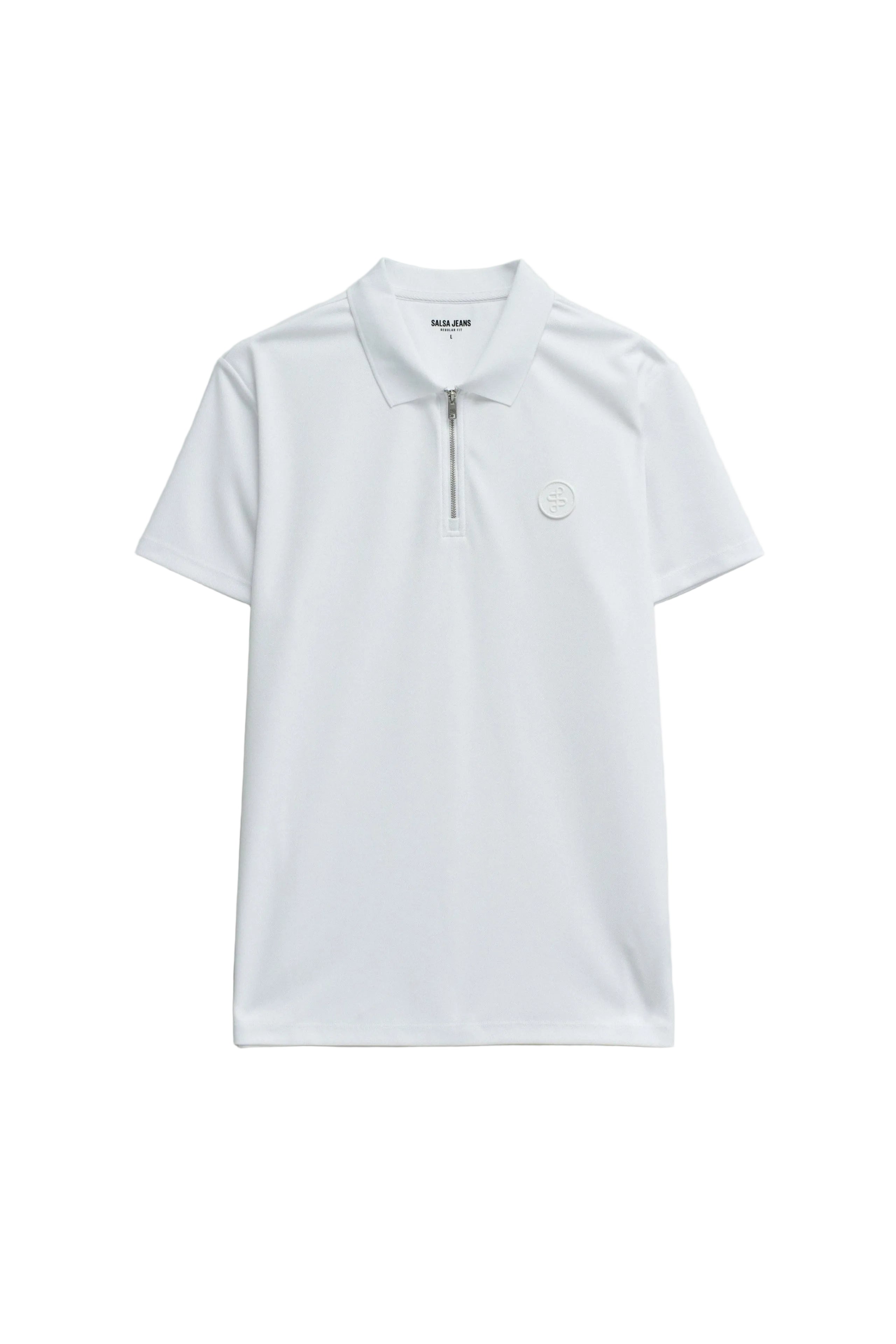 Polo Pique Structure And Zip in White T-Shirts Salsa Jeans