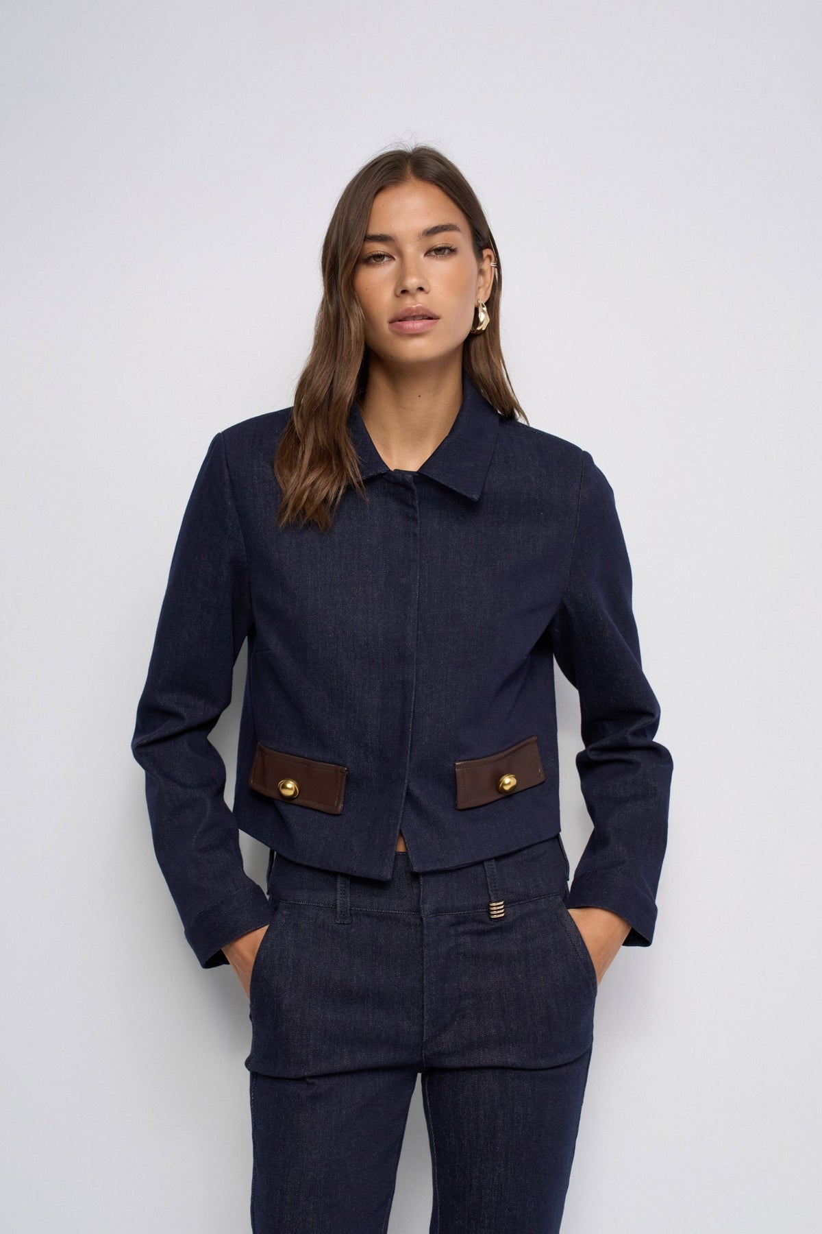 Jeansjacke mit Metallknöpfen in Dark Wash Jacken Salsa Jeans