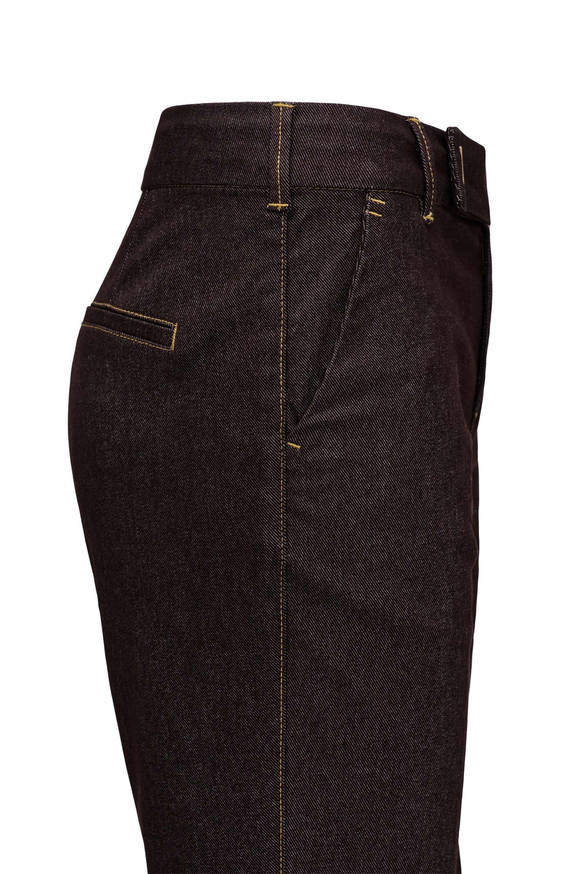 Flared Chino mit Taillendetail in Dark Brown Hosen Salsa Jeans