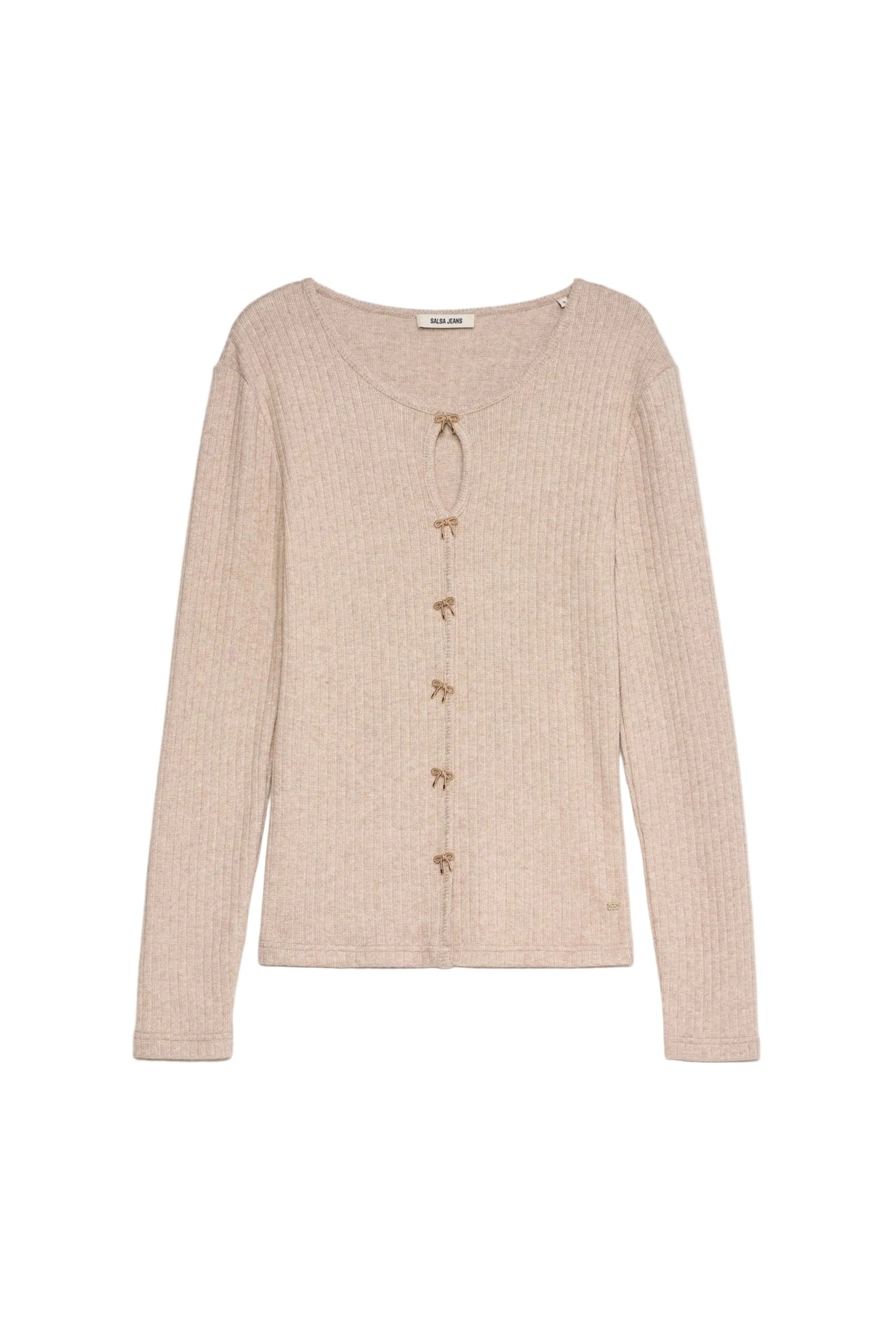 Longsleeve mit Schleifen-Detail in Medium Beige T-Shirts Salsa Jeans