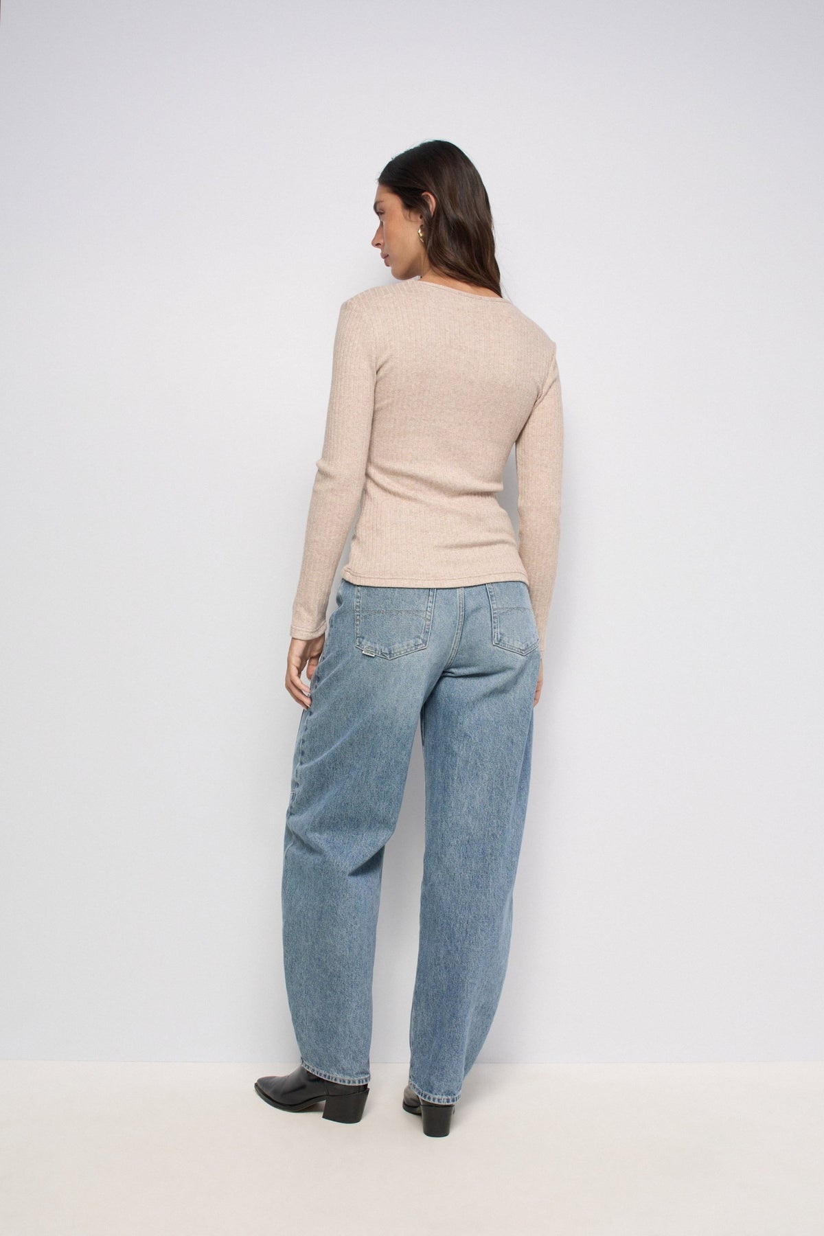 Longsleeve mit Schleifen-Detail in Medium Beige T-Shirts Salsa Jeans