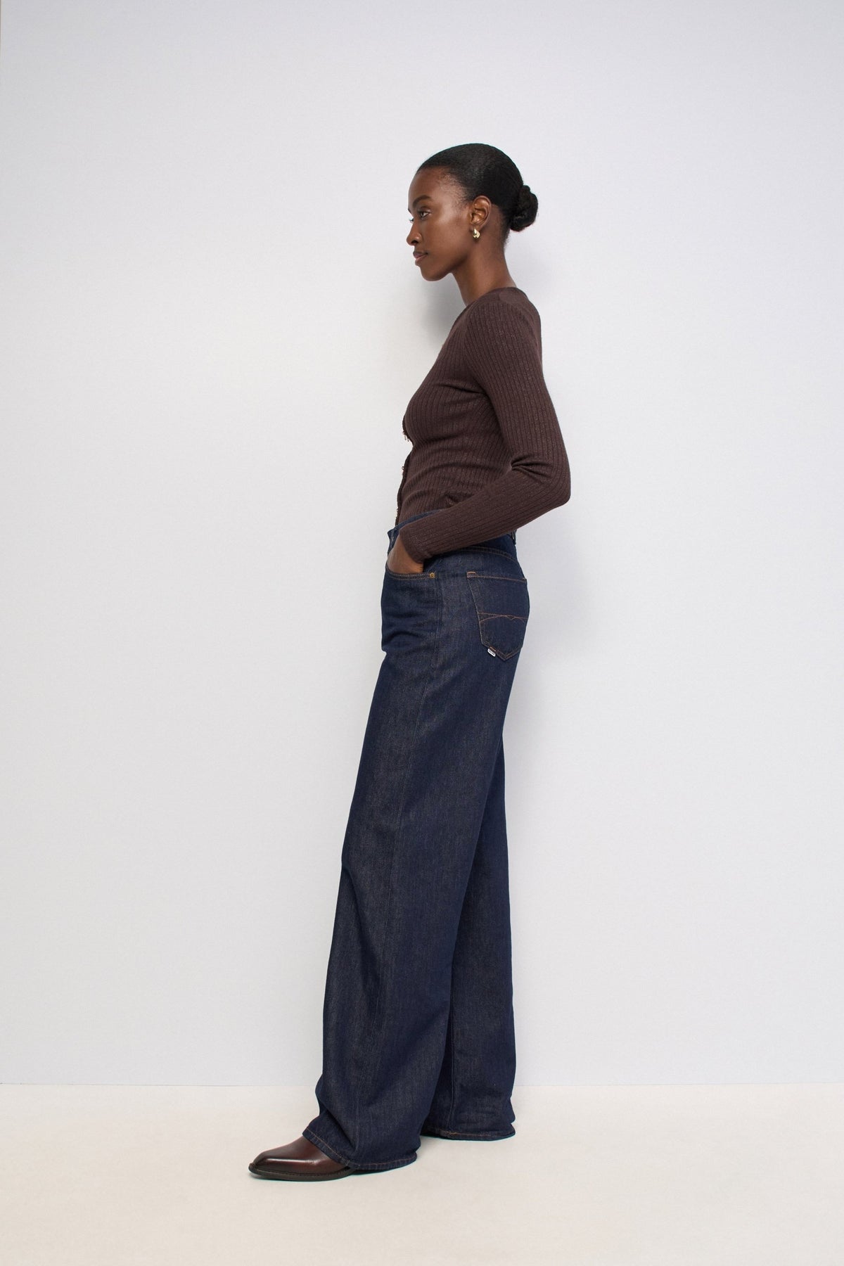 Longsleeve mit Schleifen-Detail in Dark Brown V1 T-Shirts Salsa Jeans