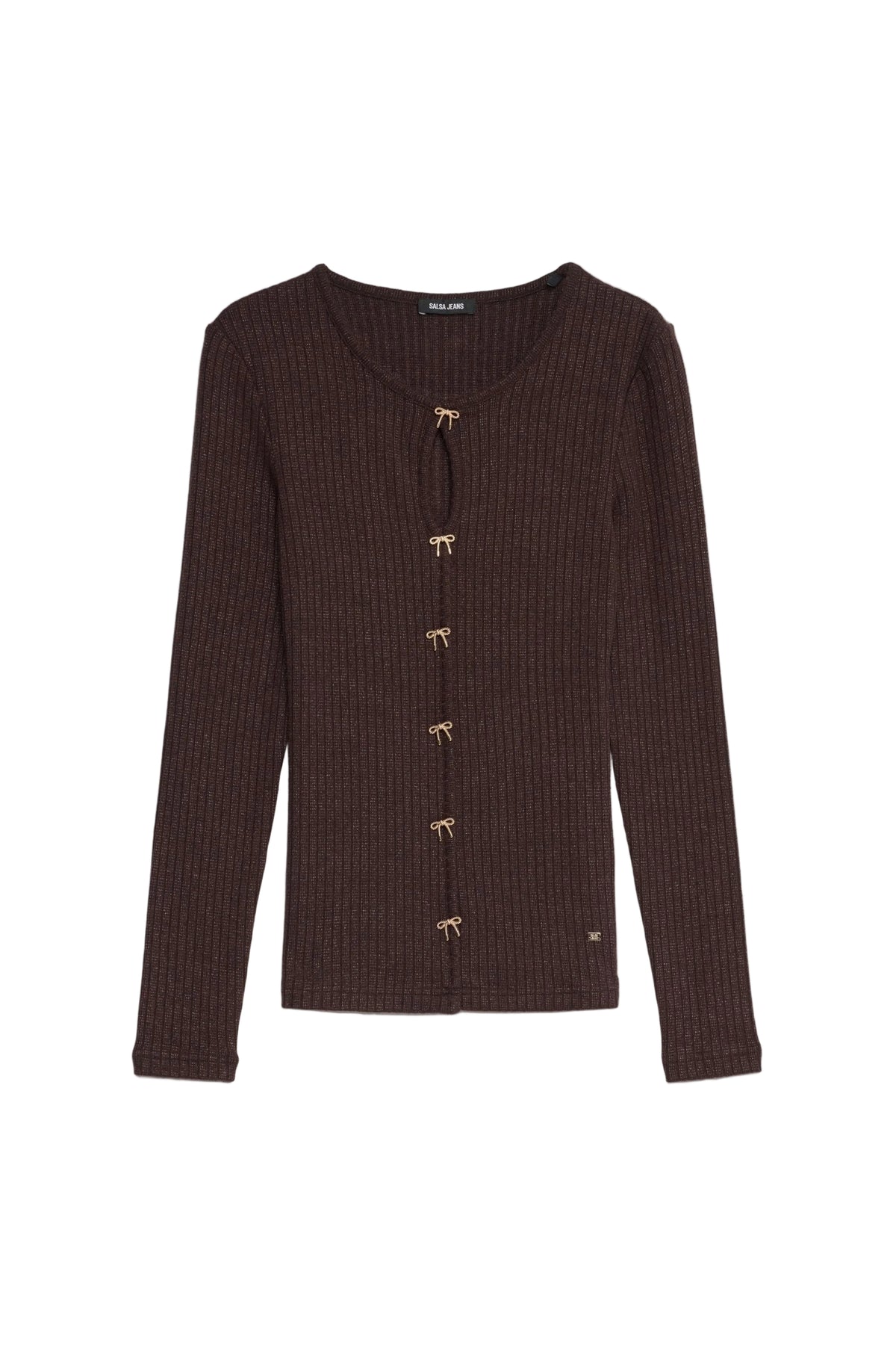 Longsleeve mit Schleifen-Detail in Dark Brown V1 T-Shirts Salsa Jeans