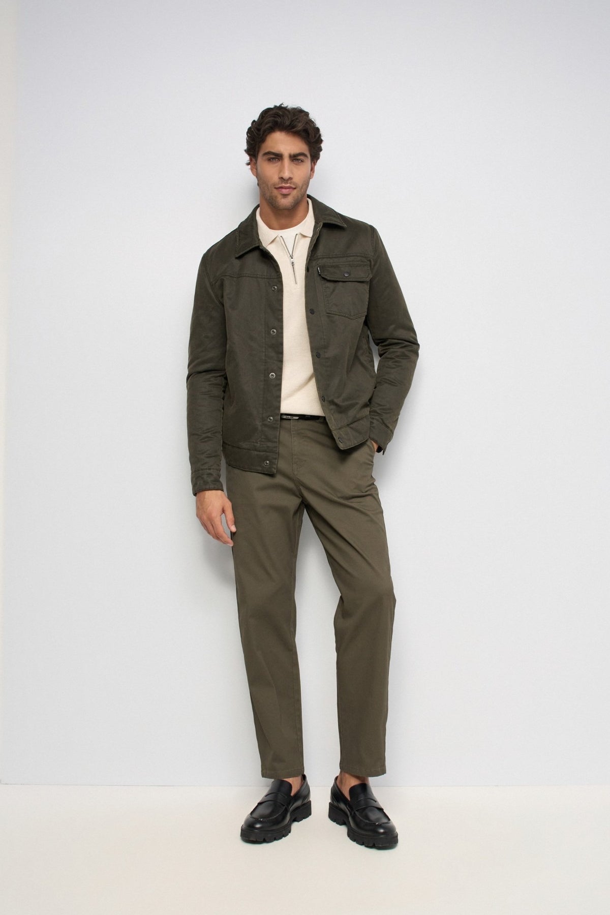 Relaxed Fit Chinohose in Dark Green Hosen Salsa Jeans