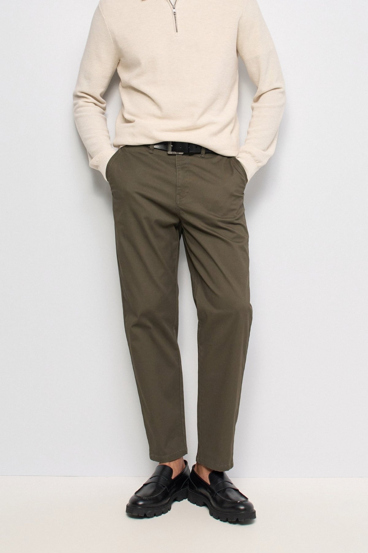 Relaxed Fit Chinohose in Dark Green Hosen Salsa Jeans