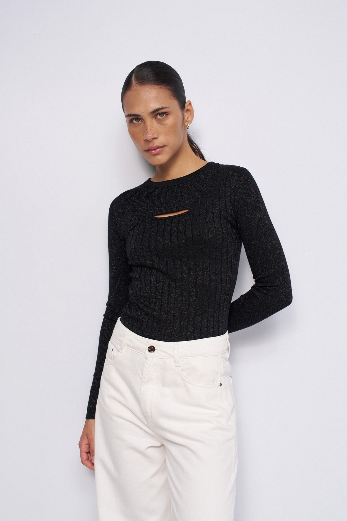 Lurex Strick Longsleeve in Black T-Shirts Salsa Jeans