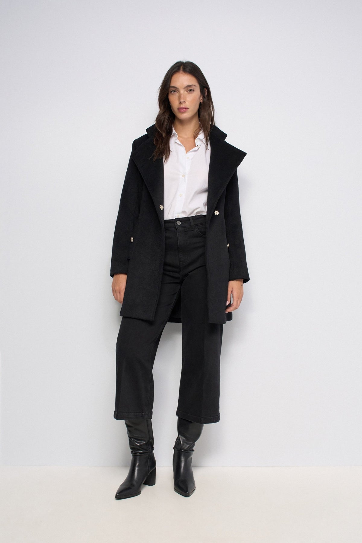 Wollmantel mit Knopfdetail in Black Jacken Salsa Jeans