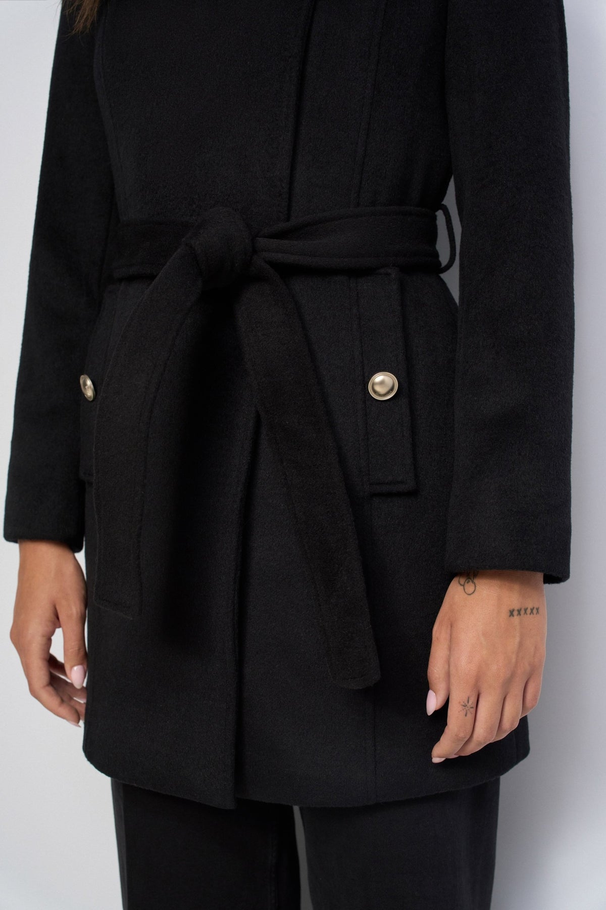 Wollmantel mit Knopfdetail in Black Jacken Salsa Jeans