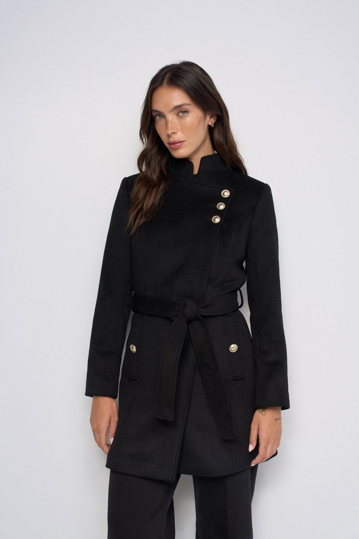 Wollmantel mit Knopfdetail in Black Jacken Salsa Jeans