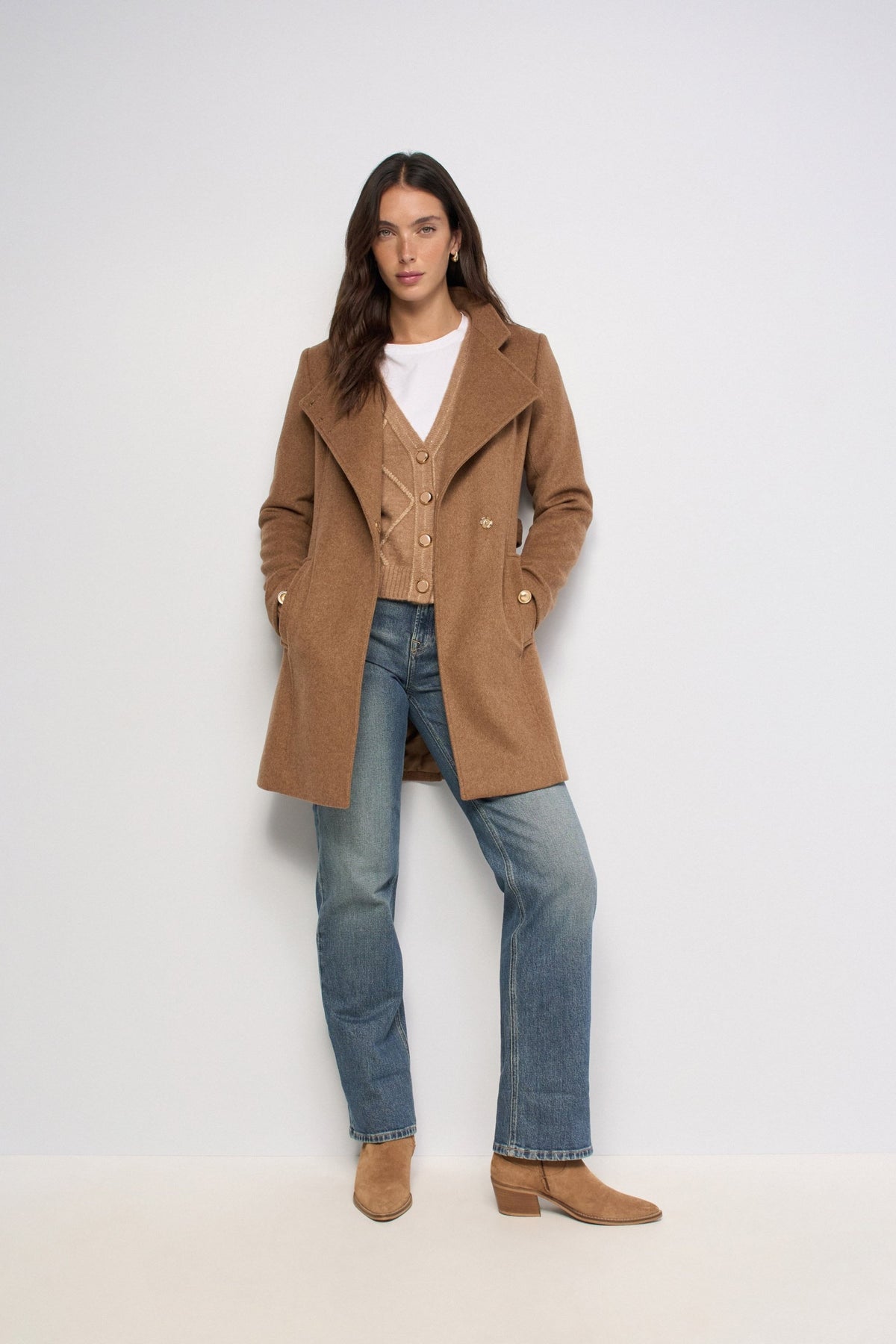 Wollmantel mit Knopfdetail in White Jacken Salsa Jeans