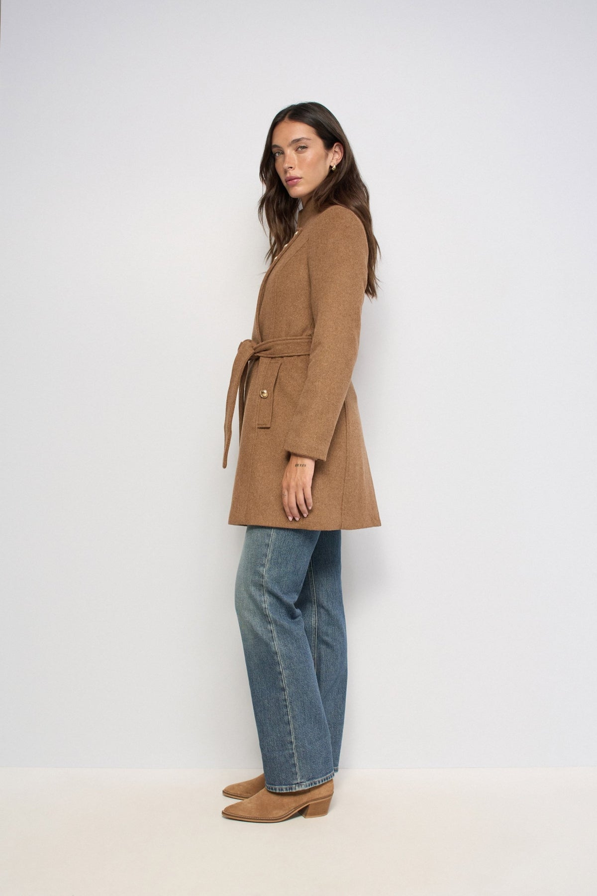 Wollmantel mit Knopfdetail in White Jacken Salsa Jeans