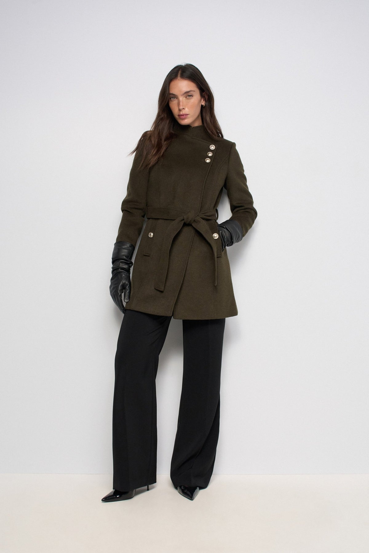 Wollmantel mit Knopfdetail in Dark Green V1 Jacken Salsa Jeans