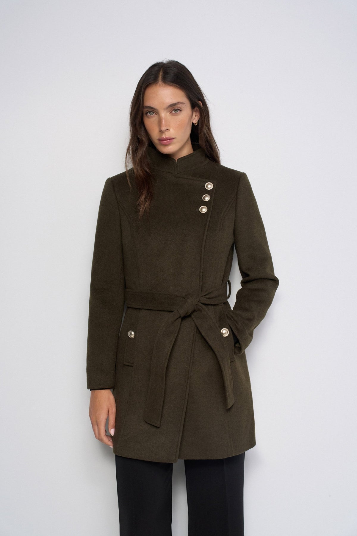 Wollmantel mit Knopfdetail in Dark Green V1 Jacken Salsa Jeans