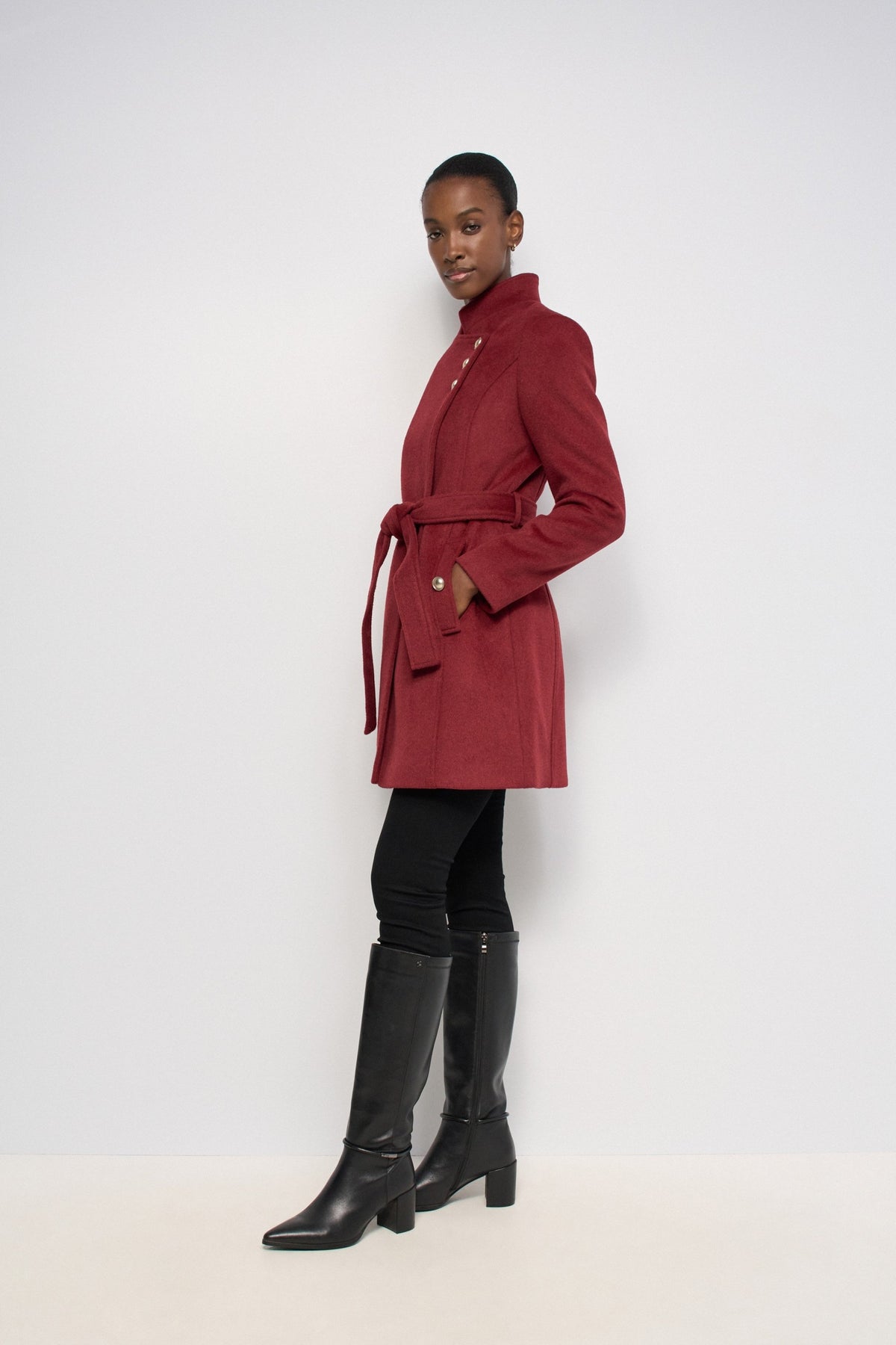 Wollmantel mit Knopfdetail in Dark Red V1 Jacken Salsa Jeans