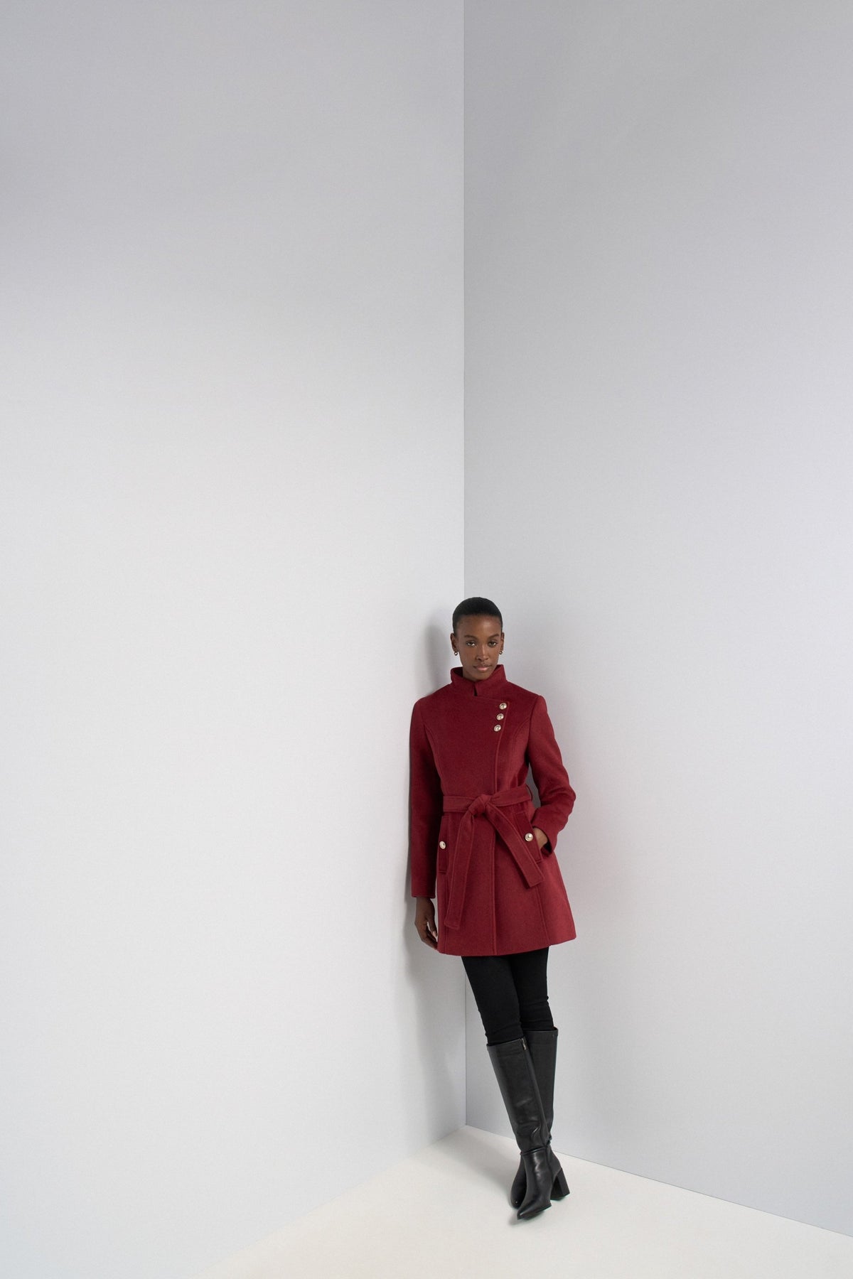 Wollmantel mit Knopfdetail in Dark Red V1 Jacken Salsa Jeans