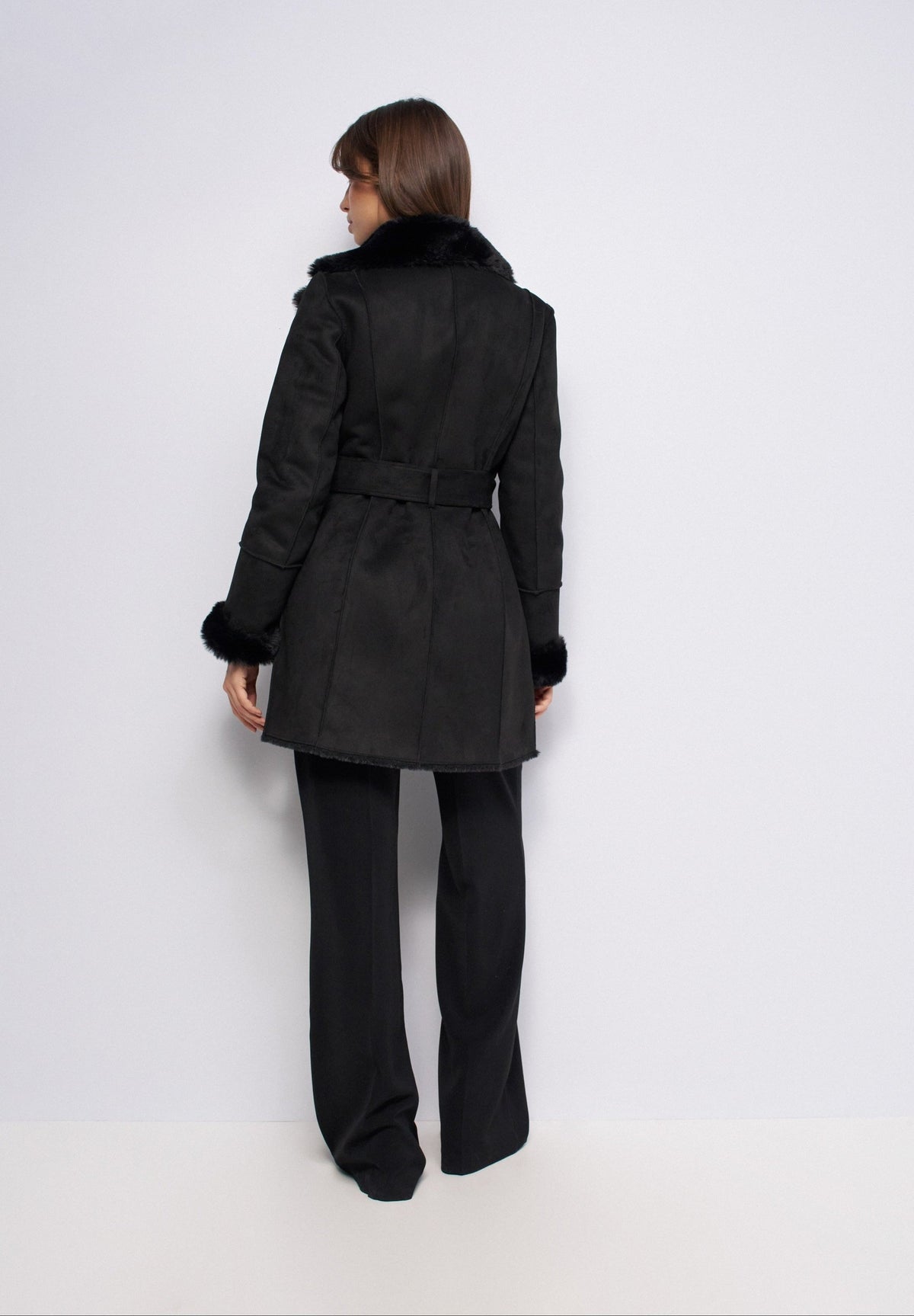 Langer Shearling Mantel in Black Jacken Salsa Jeans