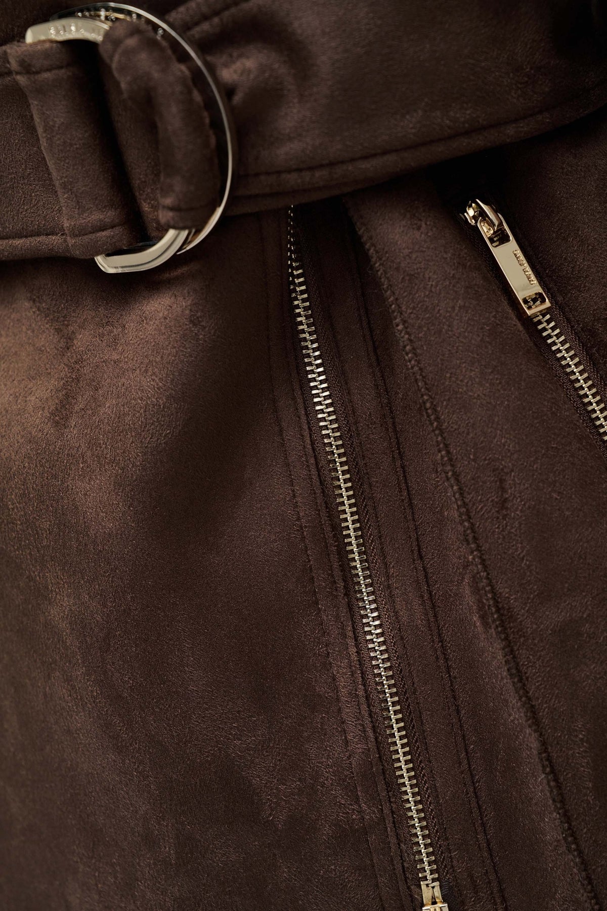 Langer Shearling Mantel in Dark Brown V1