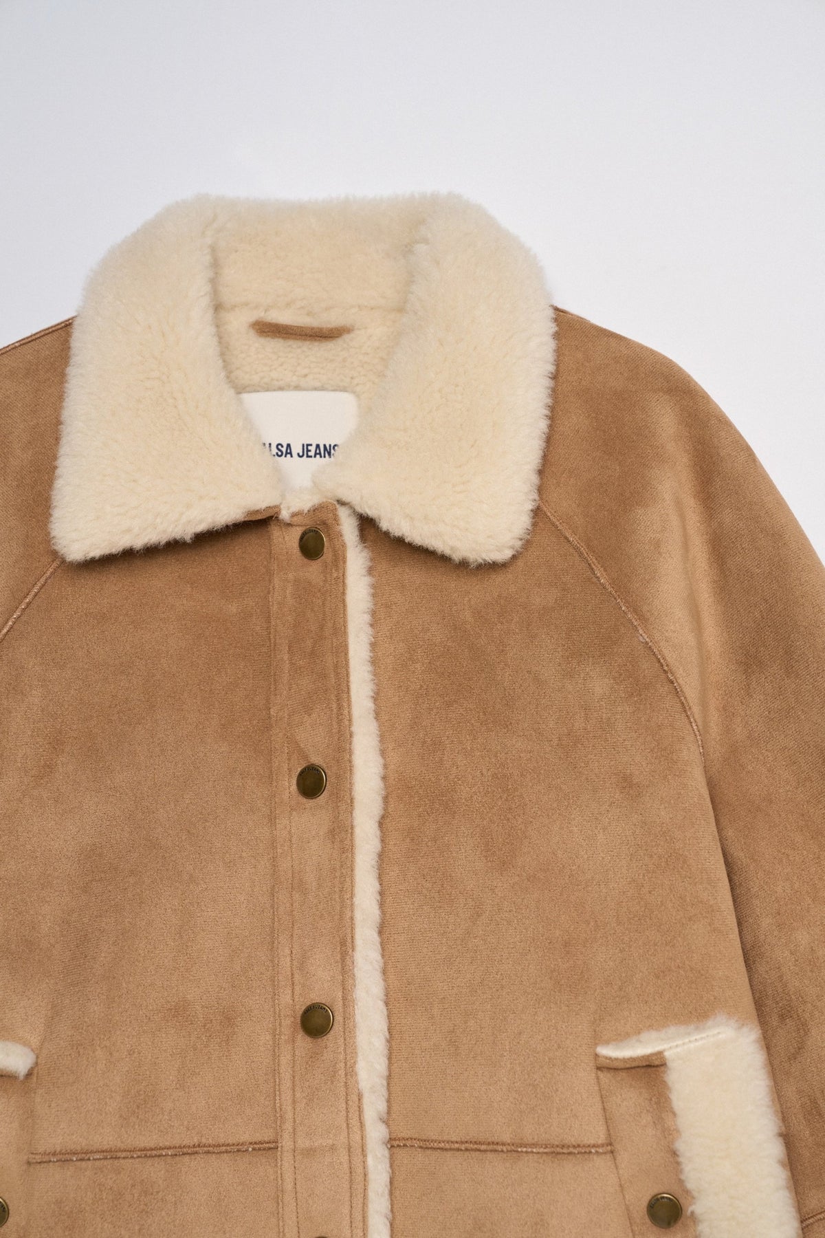 Cropped Faux Suede Shearling Jacke in Medium Brown V2 Jacken Salsa Jeans