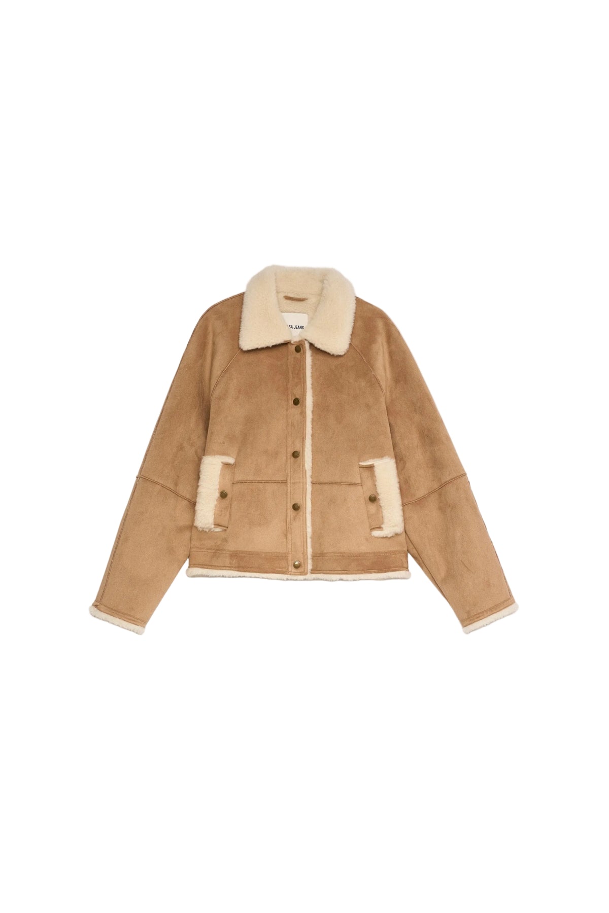 Cropped Faux Suede Shearling Jacke in Medium Brown V2 Jacken Salsa Jeans