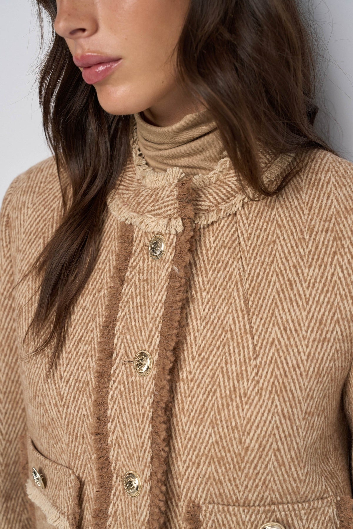 Tweedjacke mit Wollanteil in Medium Brown