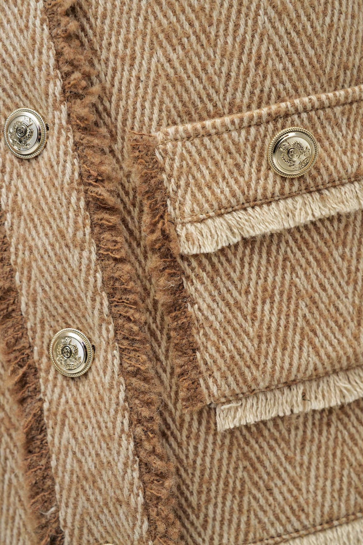 Tweedjacke mit Wollanteil in Medium Brown