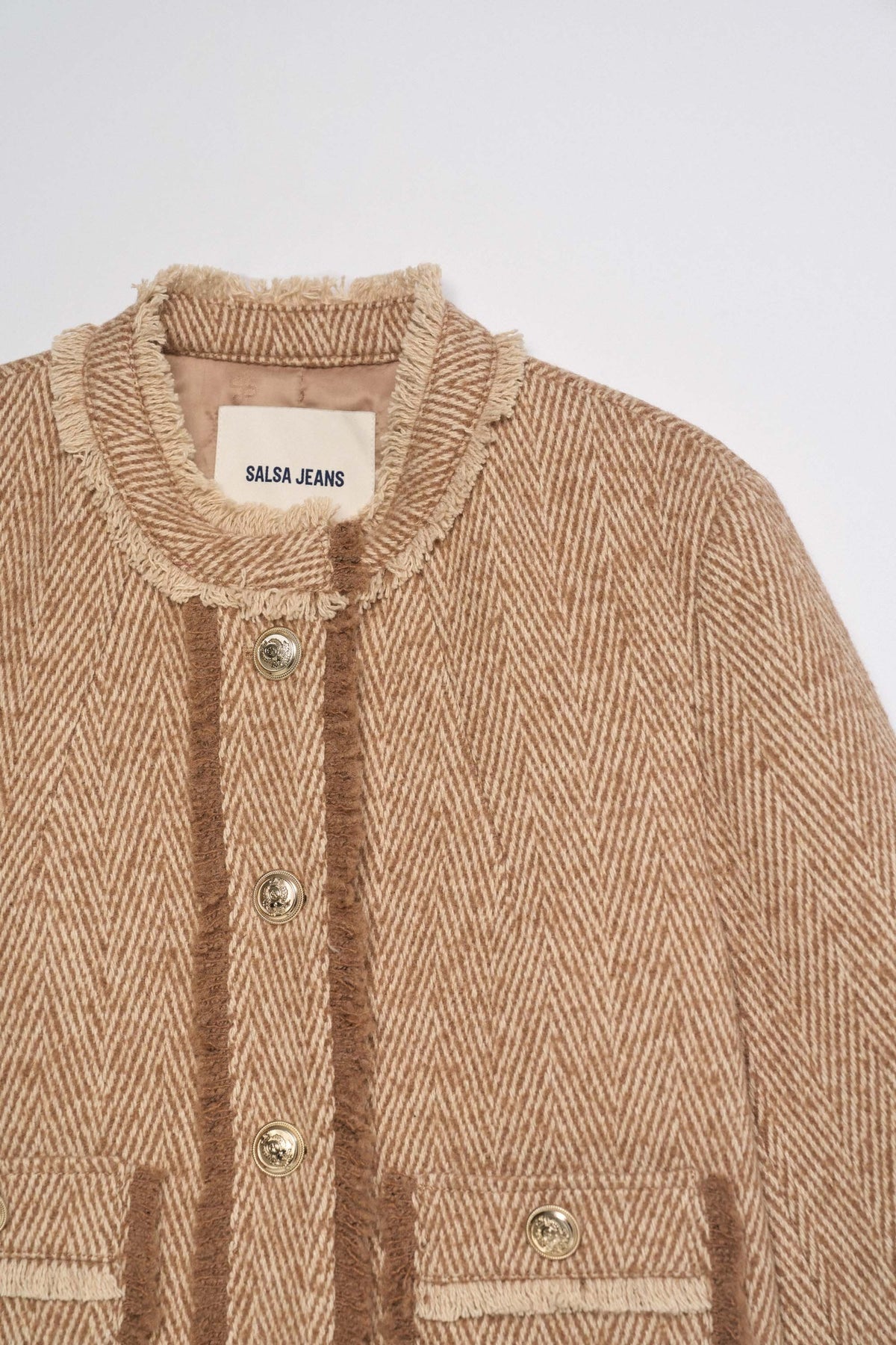 Tweedjacke mit Wollanteil in Medium Brown