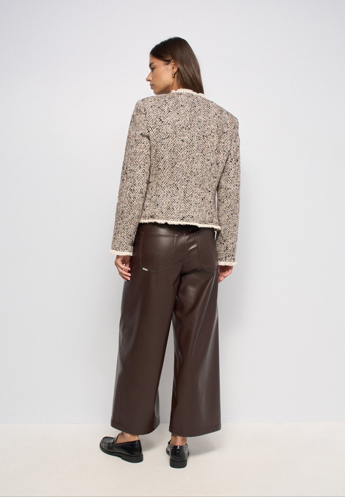 Tweedjacke mit Steppfutter in Light Brown V1