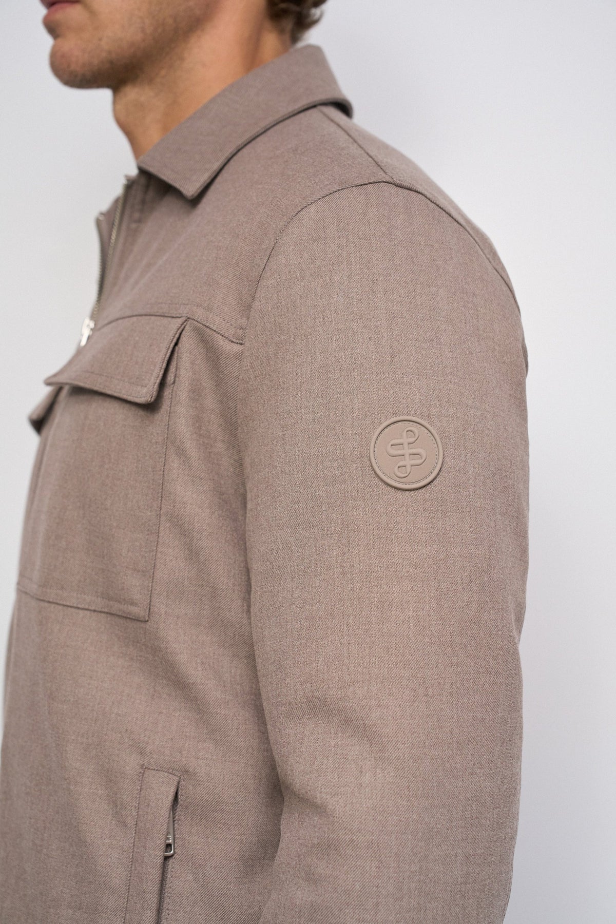 Truckerjacke mit Fronttaschen in Wolloptik in Medium Beige Hemden Salsa Jeans