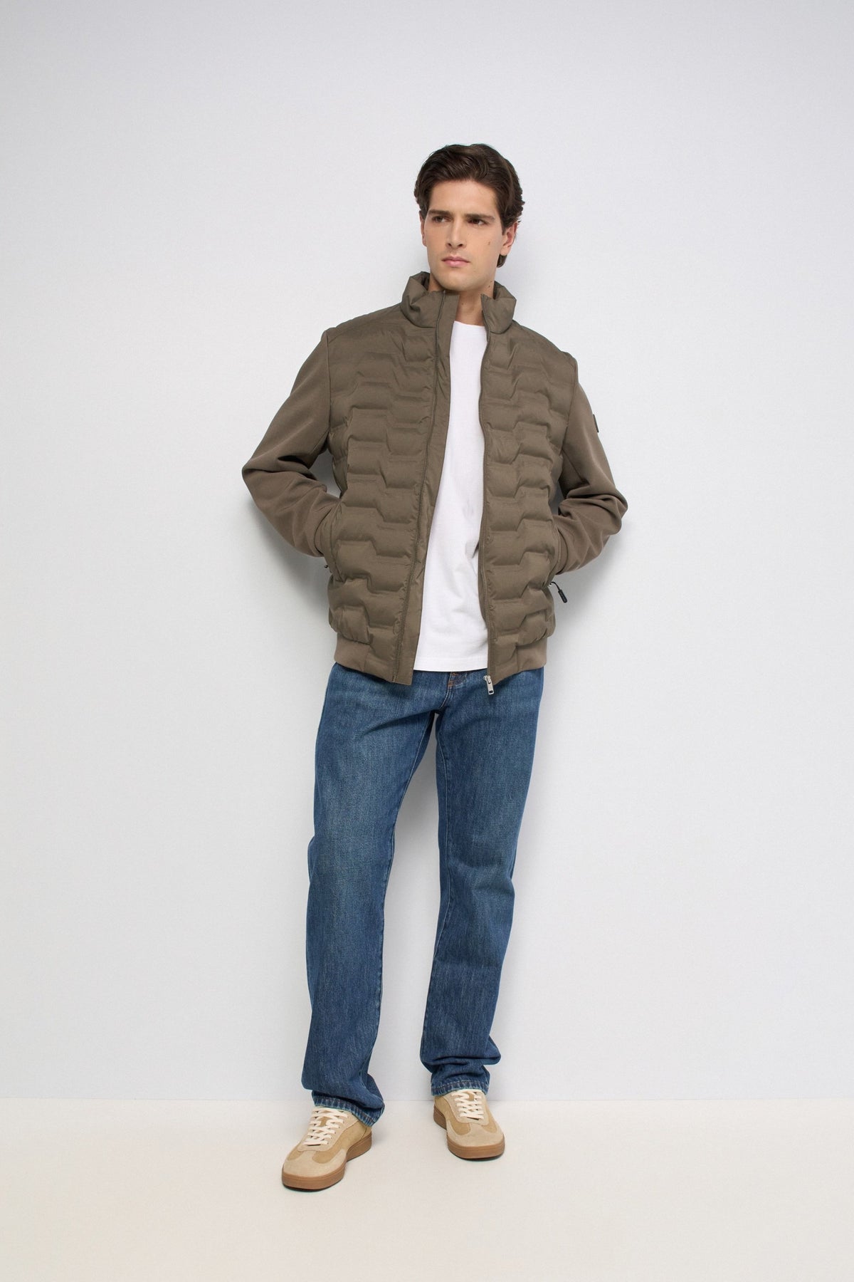 Steppjacke mit Strickärmeln in Medium Green Jacken Salsa Jeans