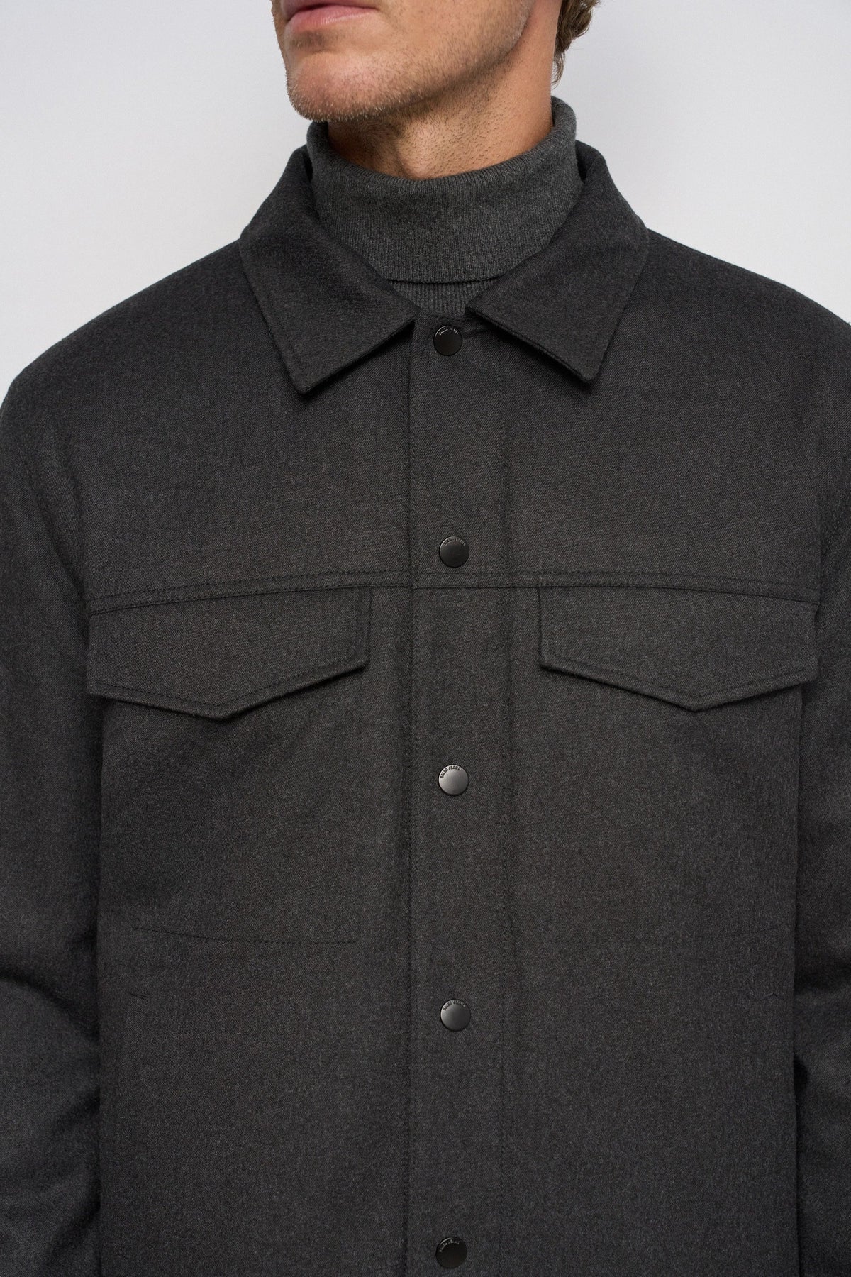 Wollmix Truckerjacke mit abnehmbarer Kapuze in Dark Grey Jacken Salsa Jeans