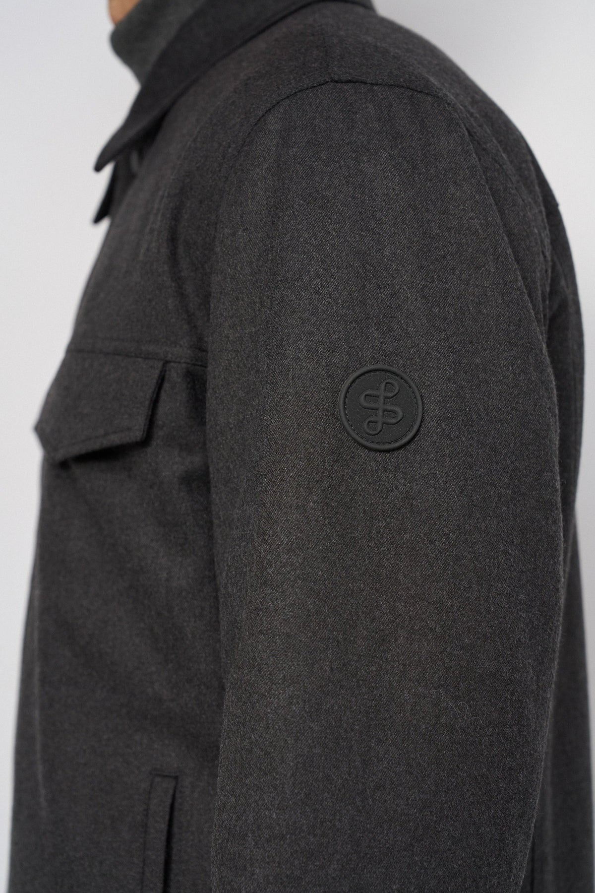 Wollmix Truckerjacke mit abnehmbarer Kapuze in Dark Grey Jacken Salsa Jeans