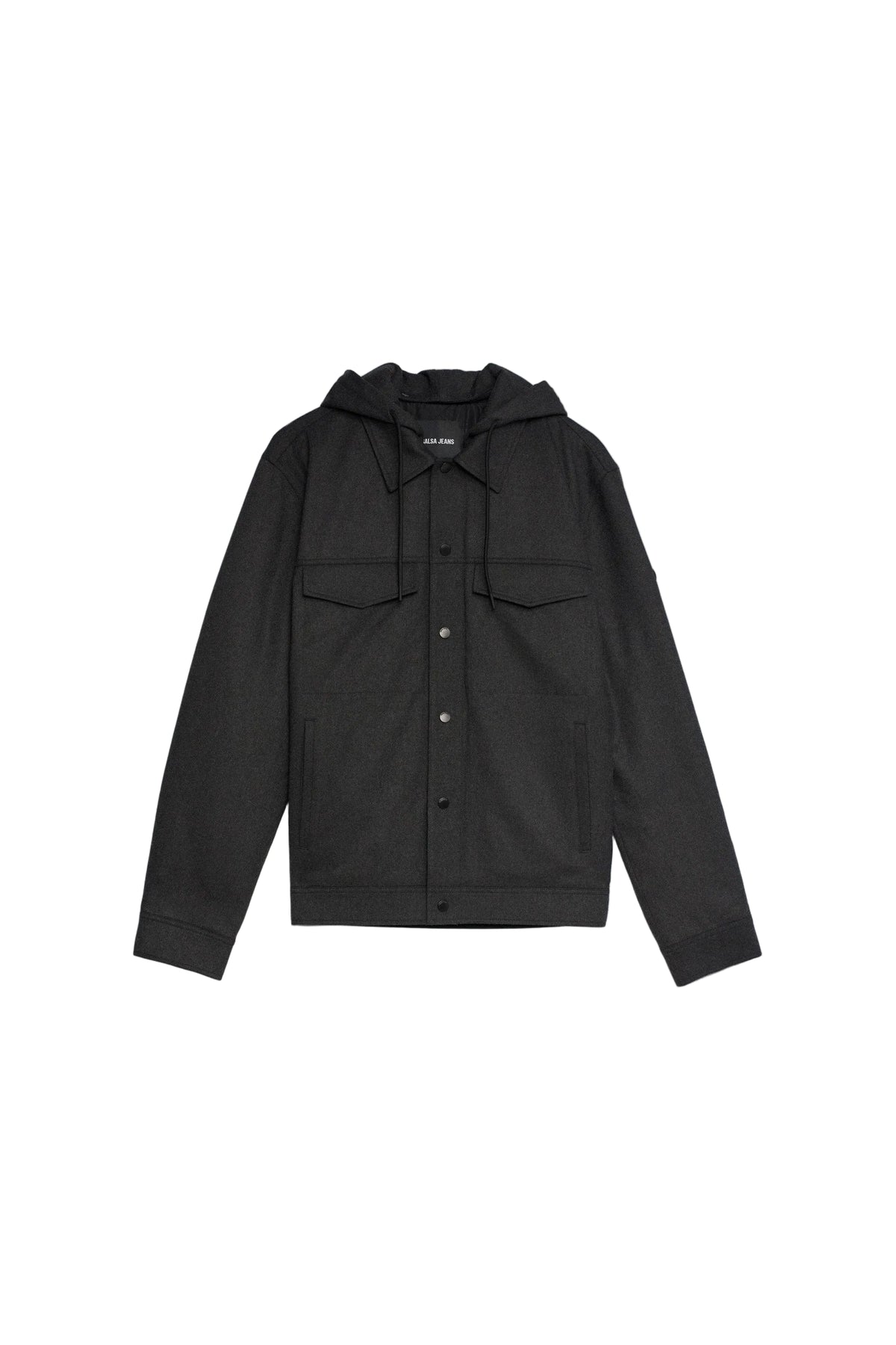 Wollmix Truckerjacke mit abnehmbarer Kapuze in Dark Grey Jacken Salsa Jeans
