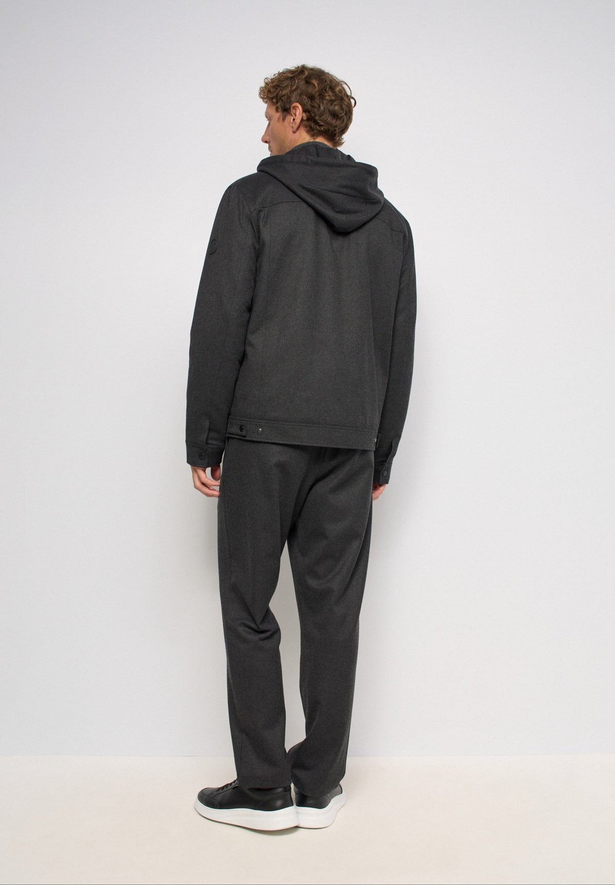 Wollmix Truckerjacke mit abnehmbarer Kapuze in Dark Grey Jacken Salsa Jeans