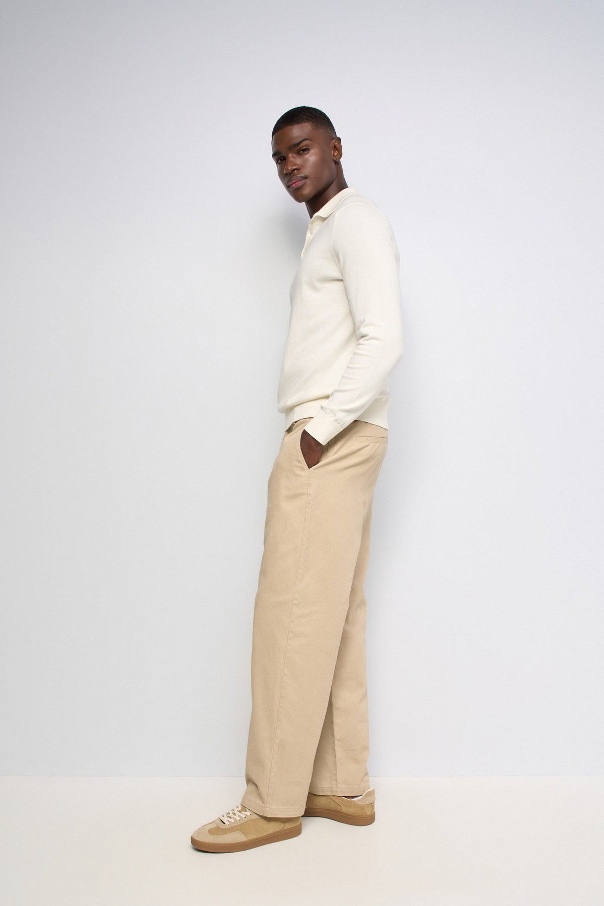 Langarm Strickpolo in Light Pearl V2 Pullover Salsa Jeans