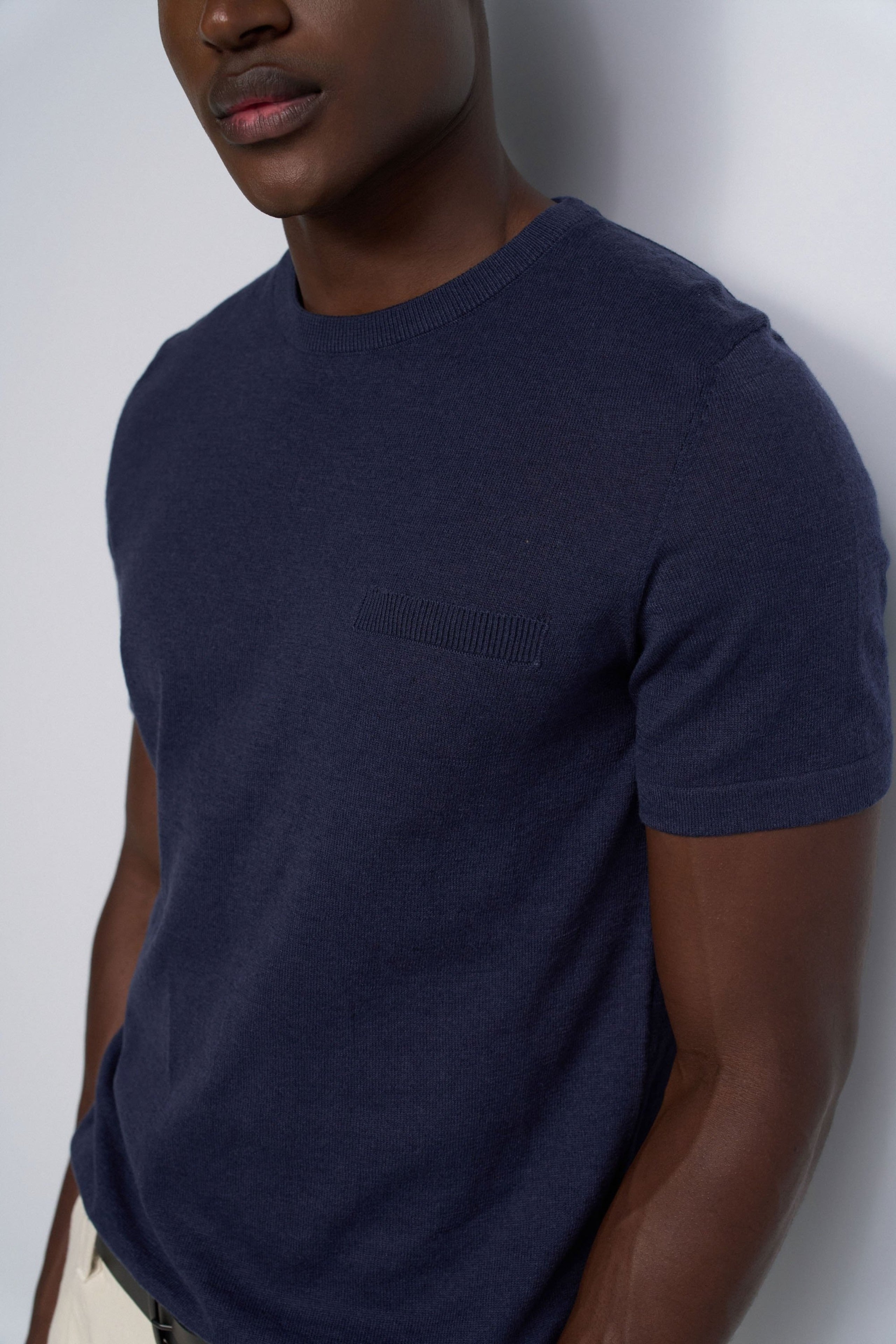 Gestricktes T-Shirt mit Tasche in Medium Blue Pullover Salsa Jeans