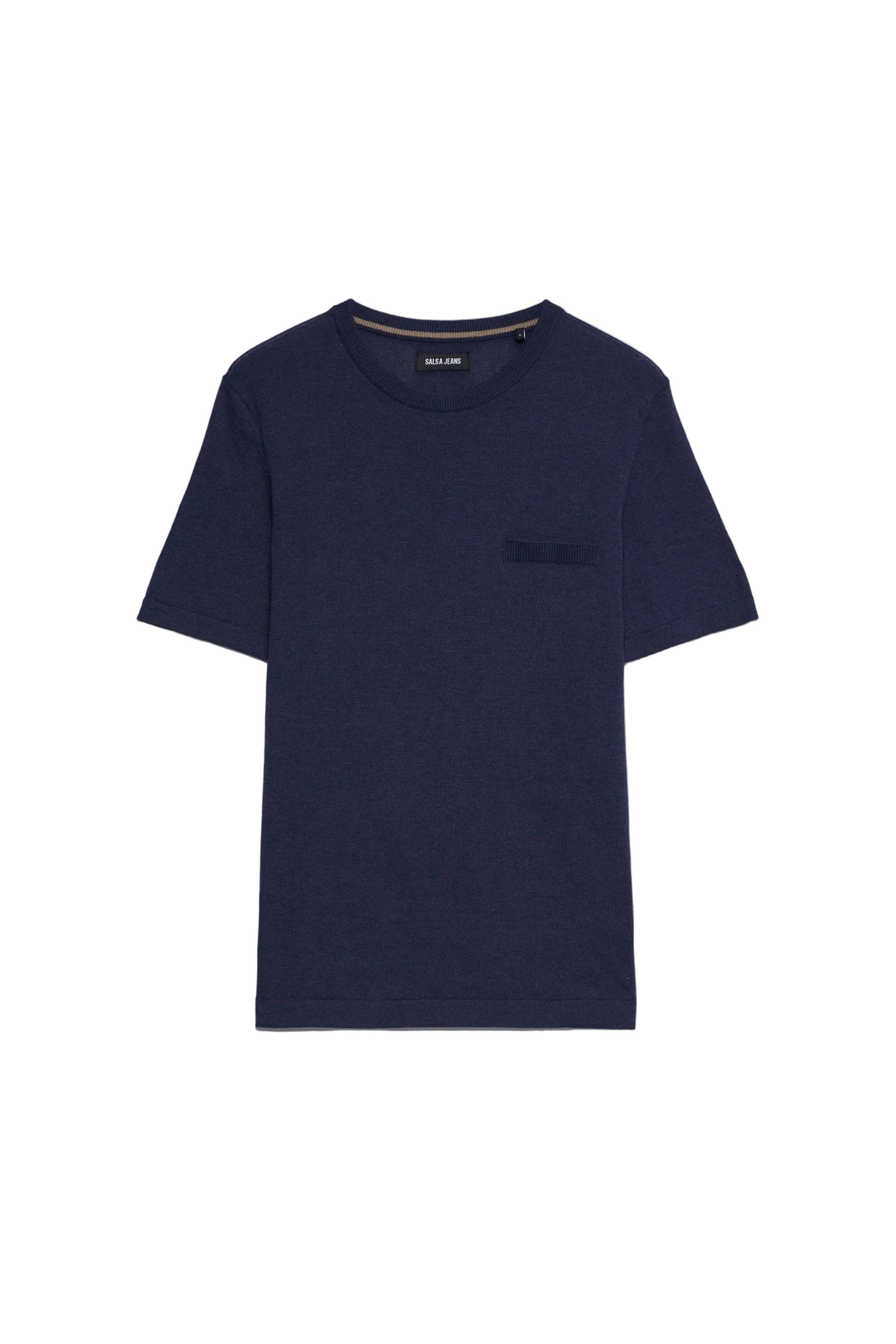 Gestricktes T-Shirt mit Tasche in Medium Blue Pullover Salsa Jeans