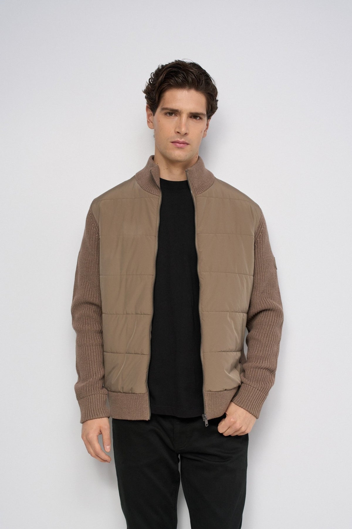 Strickjacke mit Steppdetails in Medium Beige Jacken Salsa Jeans