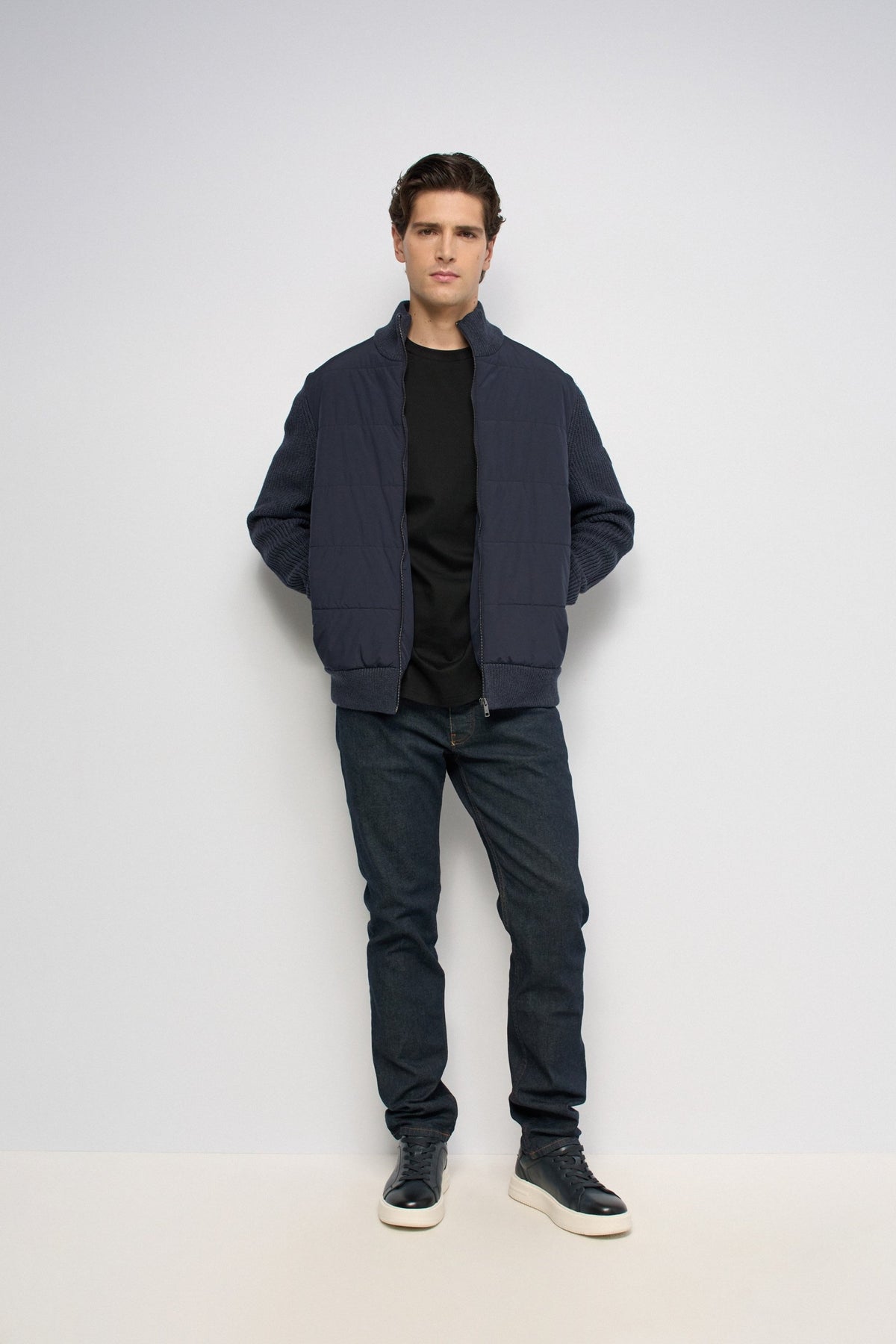 Strickjacke mit Steppdetails in Dark Blue